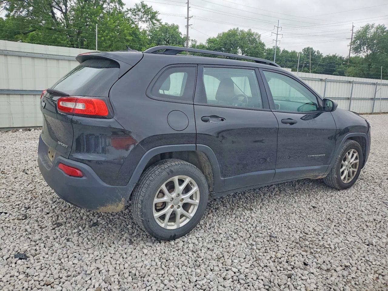 2015 Jeep Cherokee Sport Black vin: 1C4PJLAB8FW612417