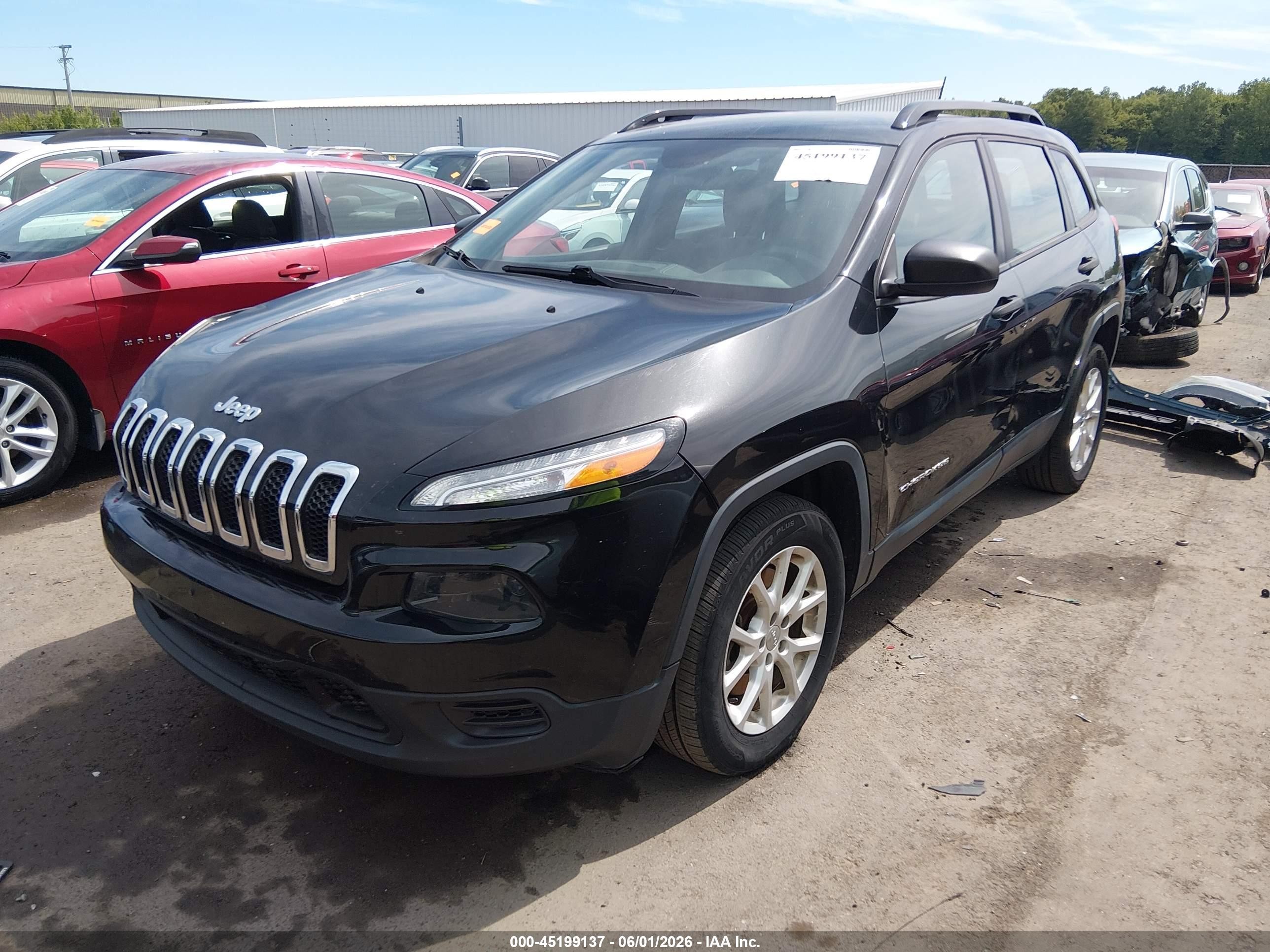 2015 Jeep Cherokee Sport Black vin: 1C4PJLAB8FW695413