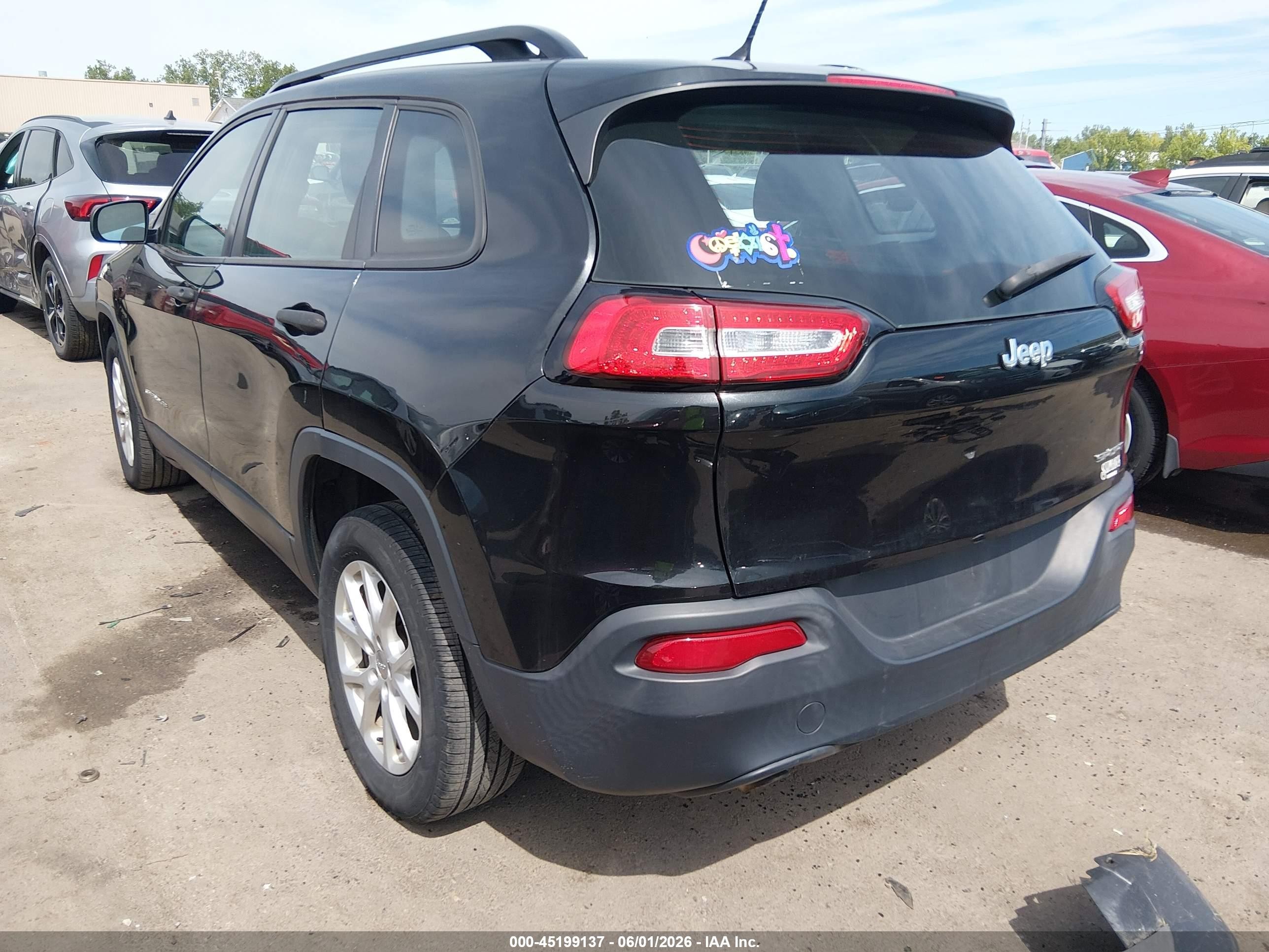 2015 Jeep Cherokee Sport Black vin: 1C4PJLAB8FW695413