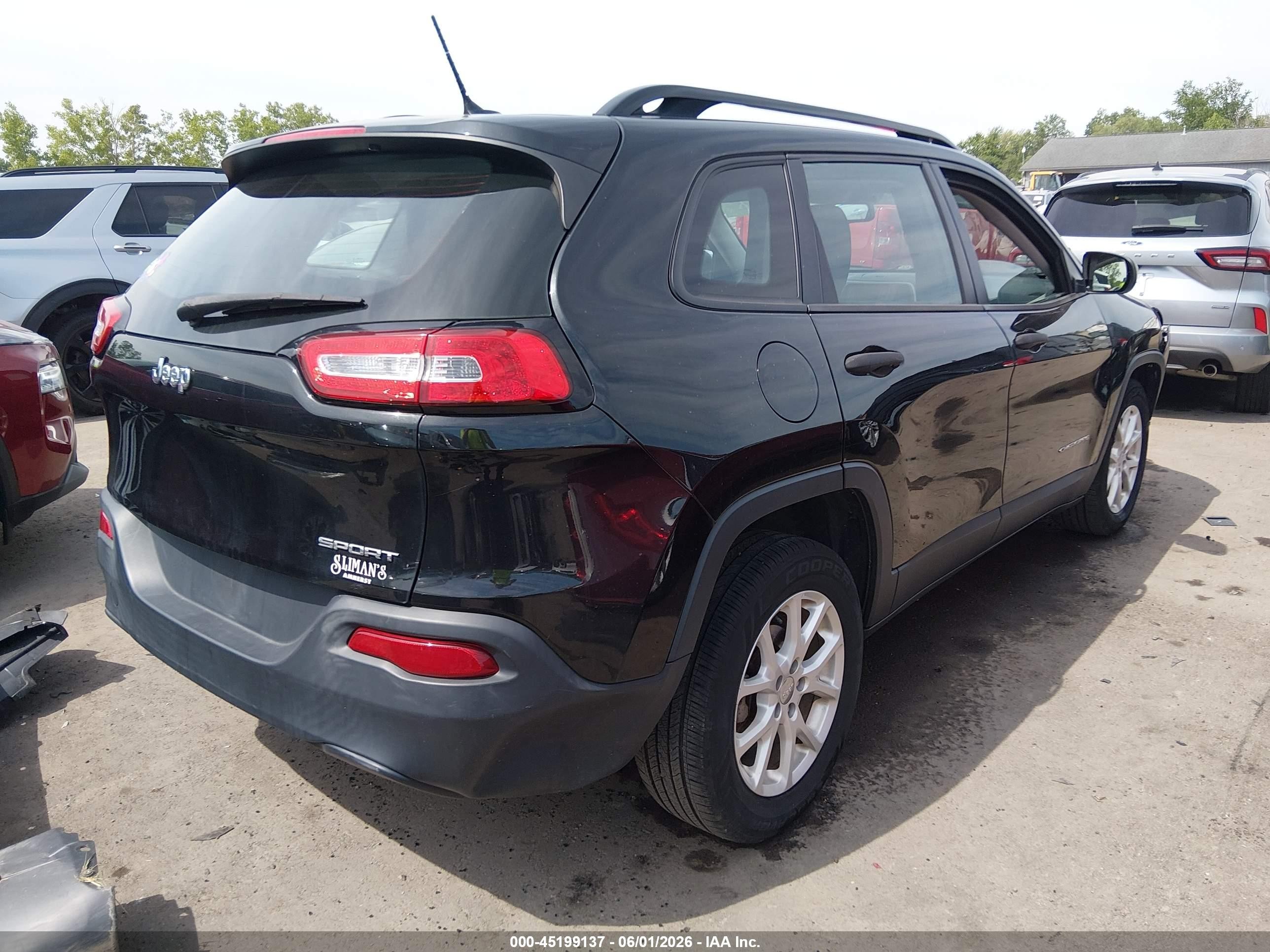 2015 Jeep Cherokee Sport Black vin: 1C4PJLAB8FW695413
