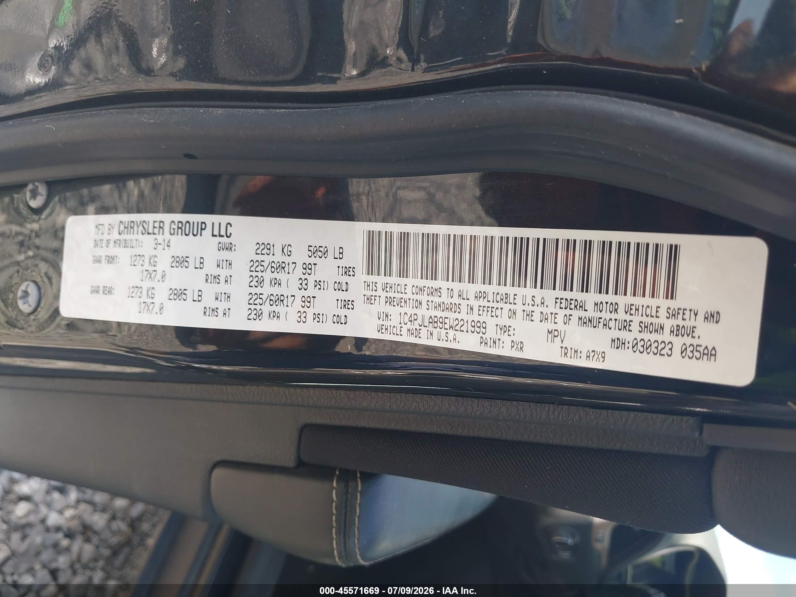 2014 Jeep Cherokee Sport Черный vin: 1C4PJLAB9EW221999