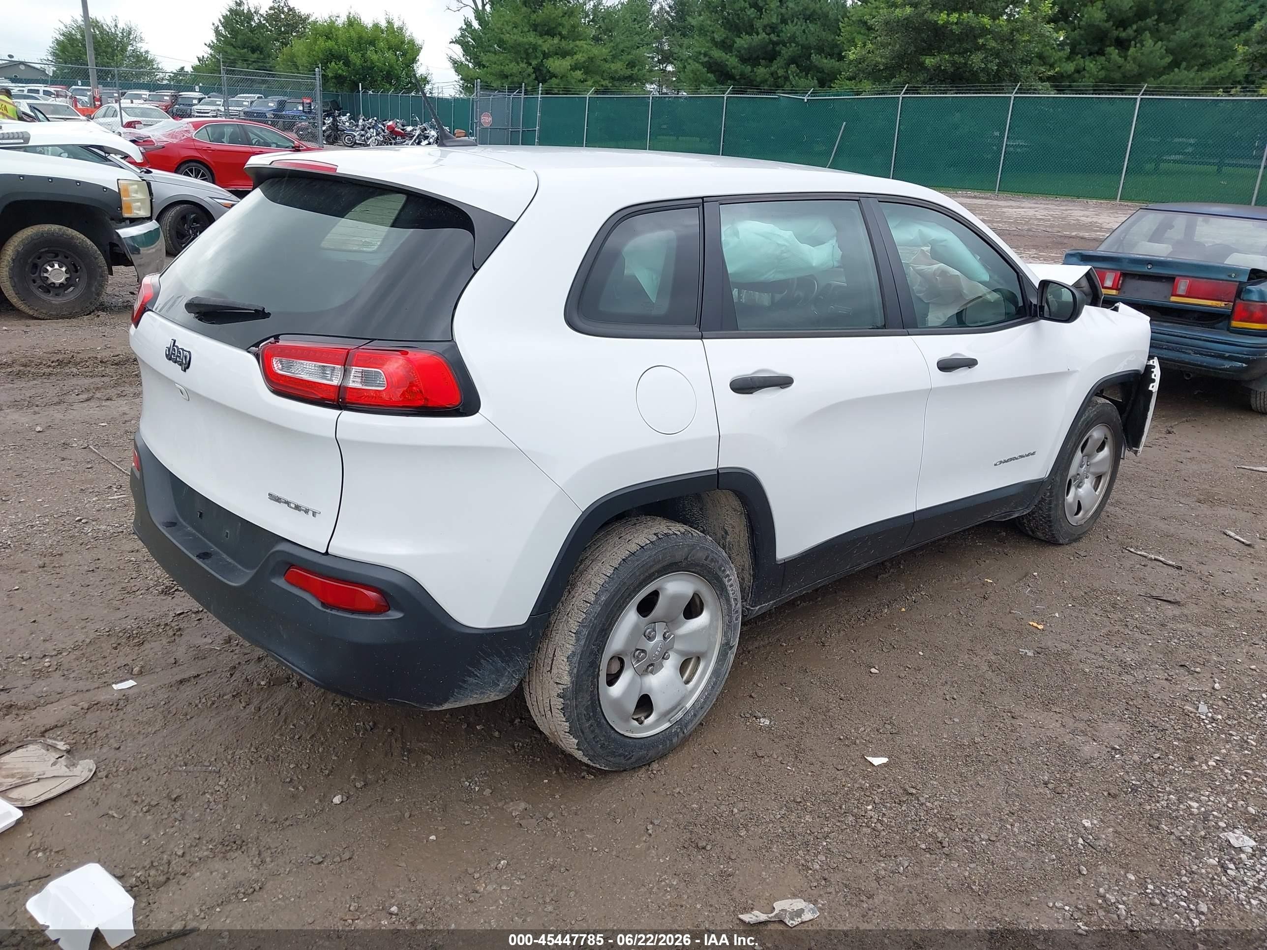 2014 Jeep Cherokee Sport White vin: 1C4PJLAB9EW231027