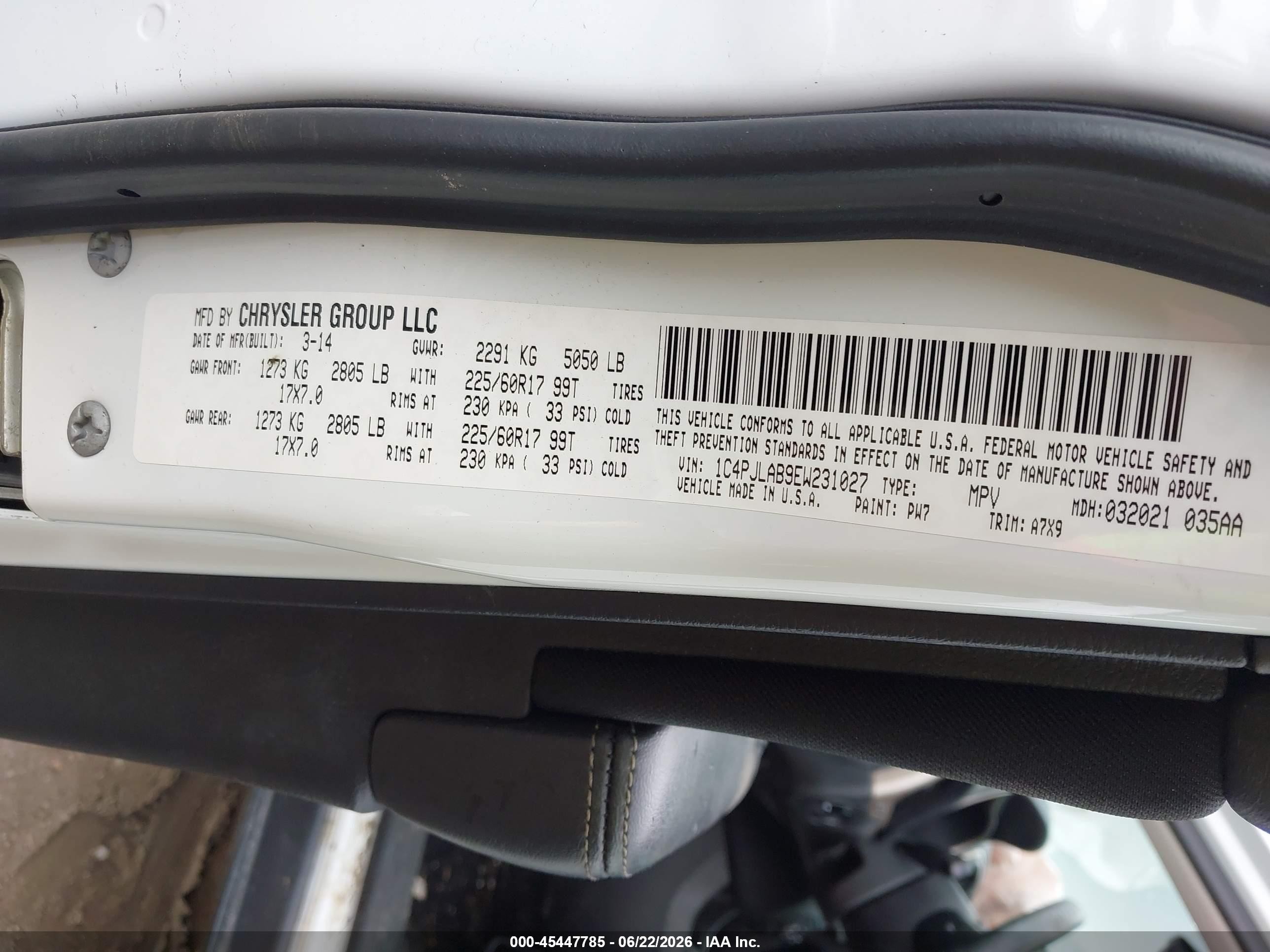 2014 Jeep Cherokee Sport White vin: 1C4PJLAB9EW231027