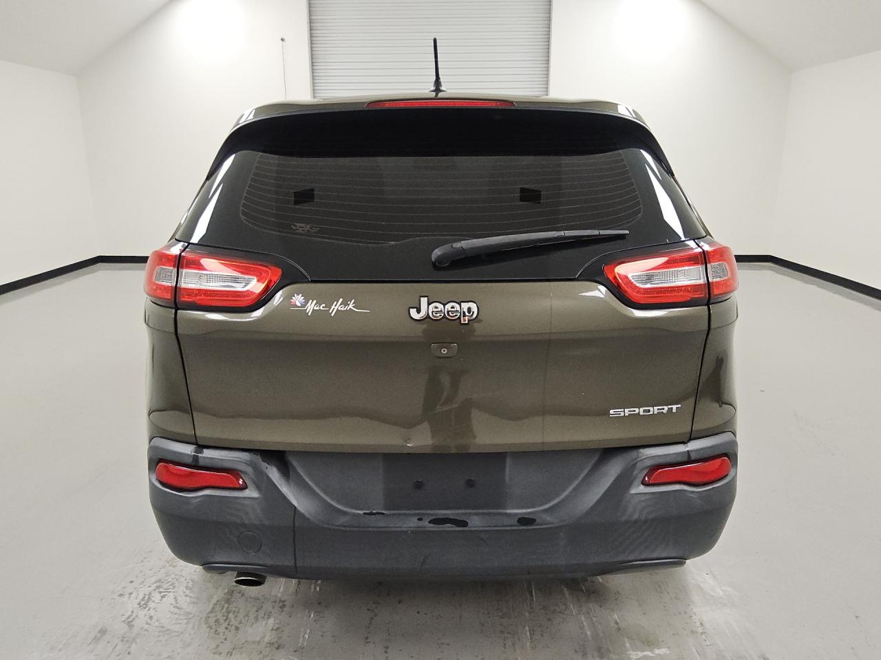 2014 Jeep Cherokee Sport Green vin: 1C4PJLAB9EW301576 Damage: Lift Gate, Dent(S) W/ Paint Dmg, 2 To 3 Inches