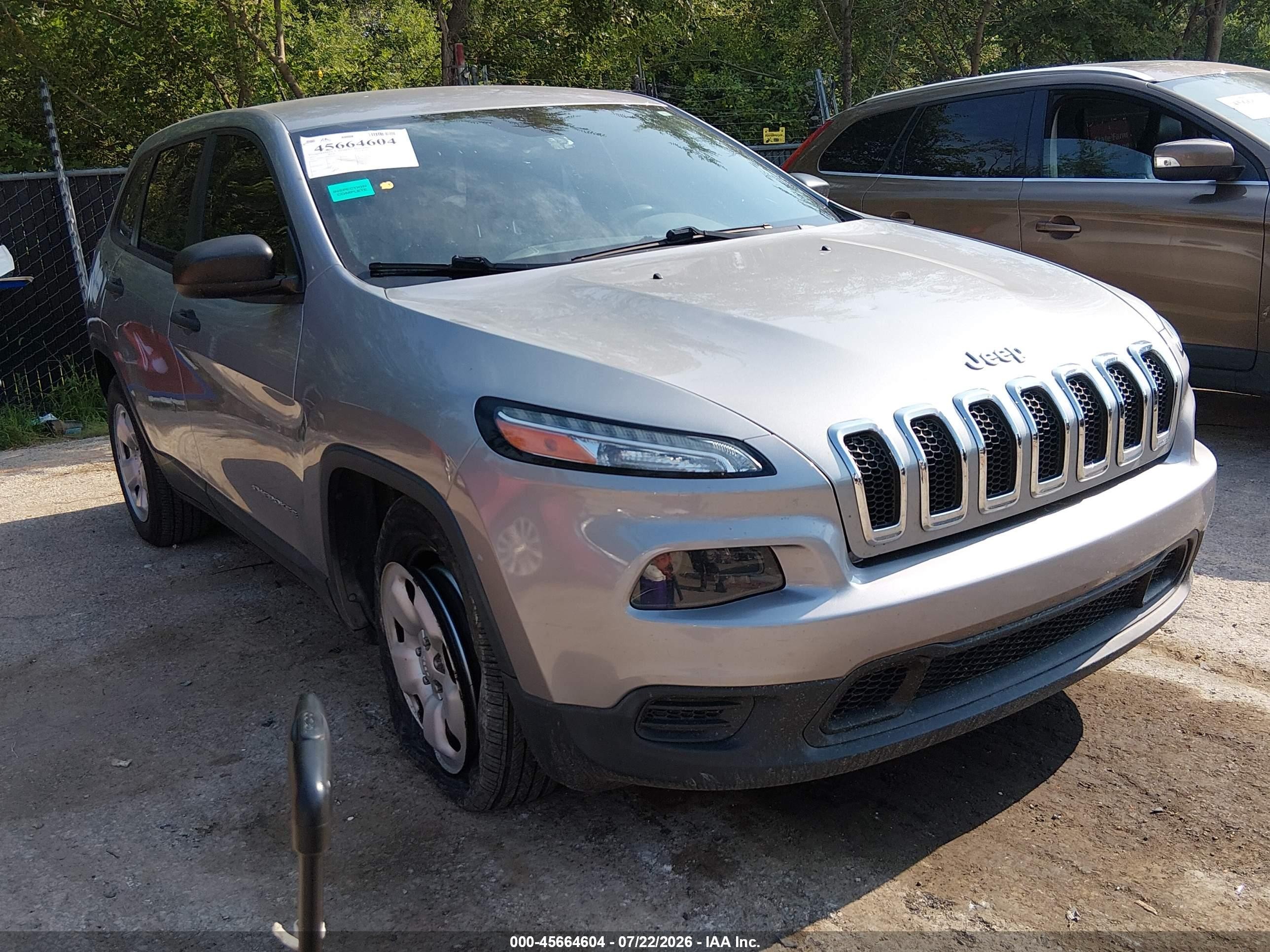 2015 Jeep Cherokee Sport Silver vin: 1C4PJLAB9FW643207