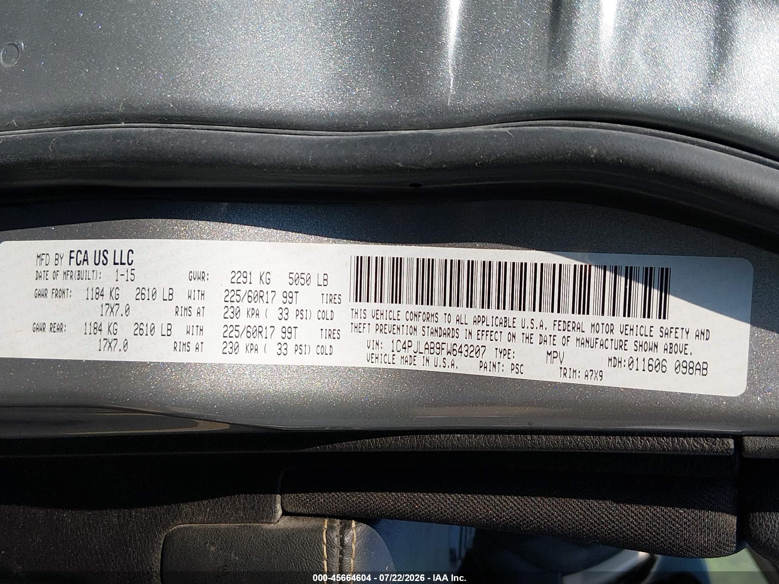 2015 Jeep Cherokee Sport Silver vin: 1C4PJLAB9FW643207