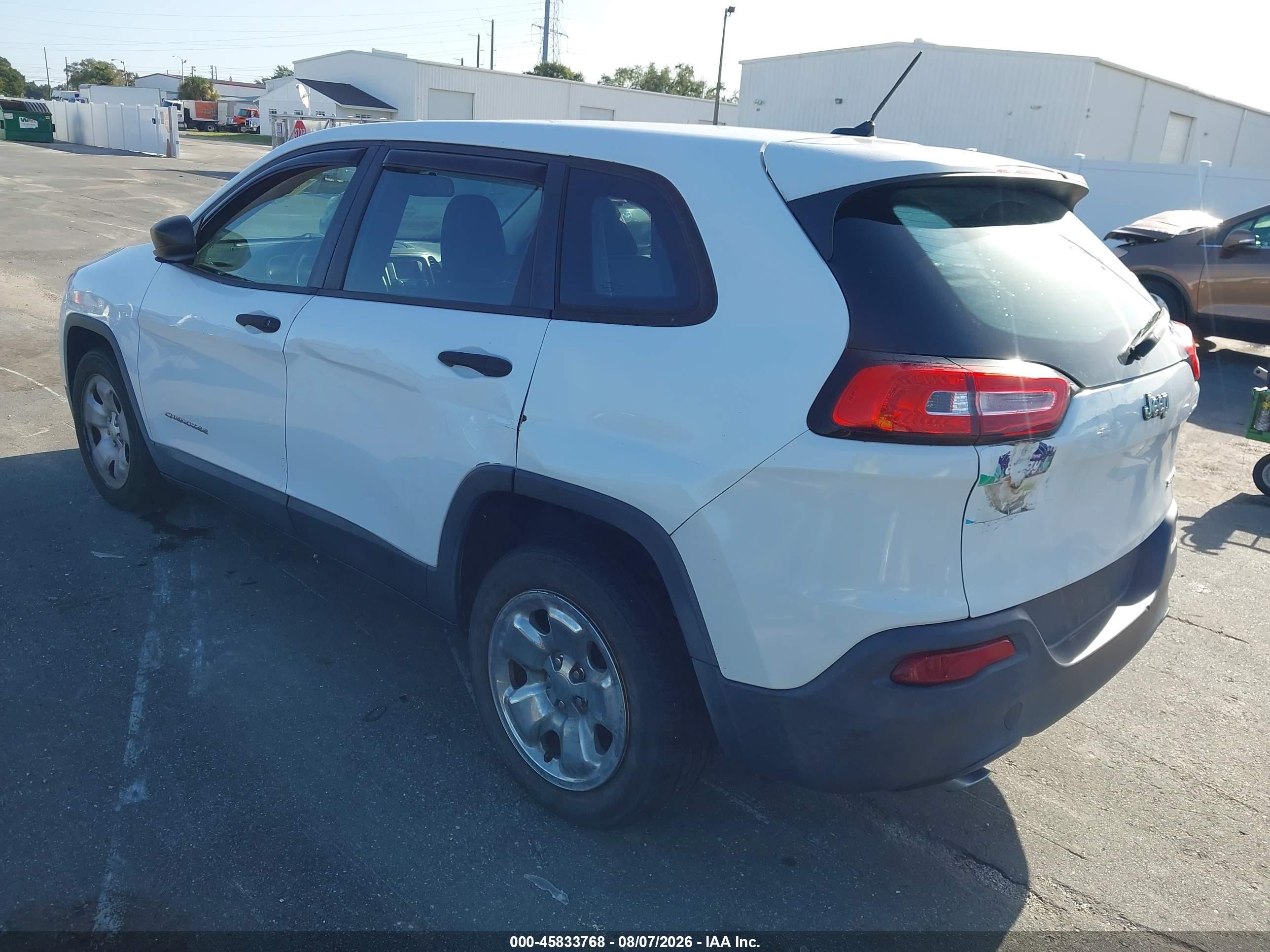 2014 Jeep Cherokee Sport White vin: 1C4PJLABXEW104593