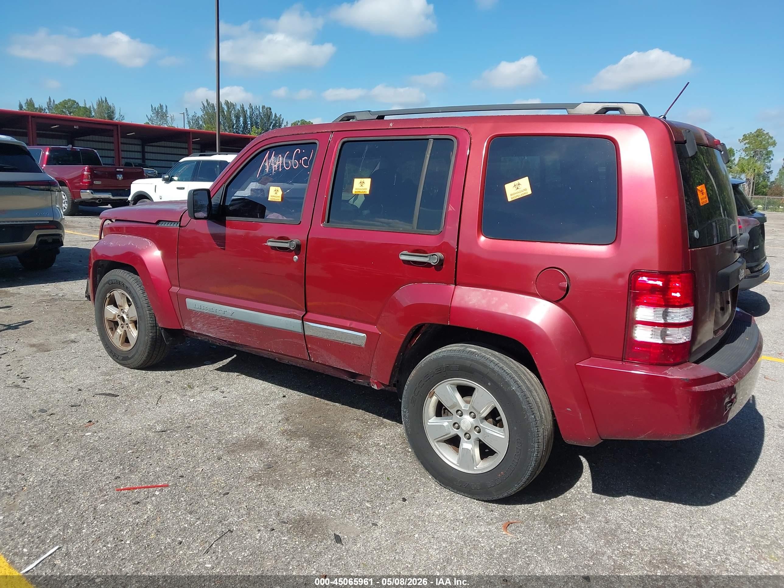 2012 Jeep Liberty Sport Burgundy vin: 1C4PJLAK5CW124795