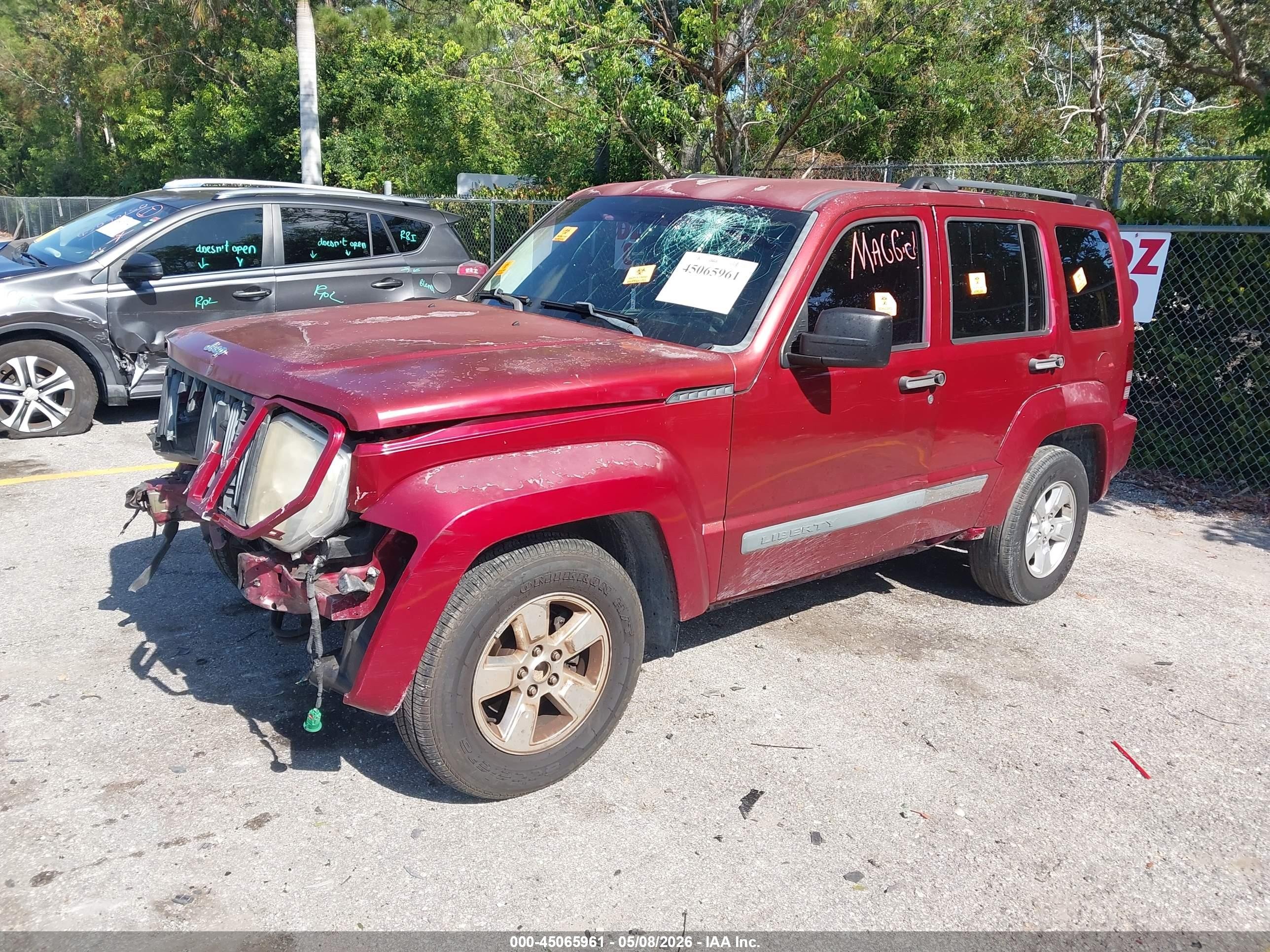 2012 Jeep Liberty Sport Burgundy vin: 1C4PJLAK5CW124795