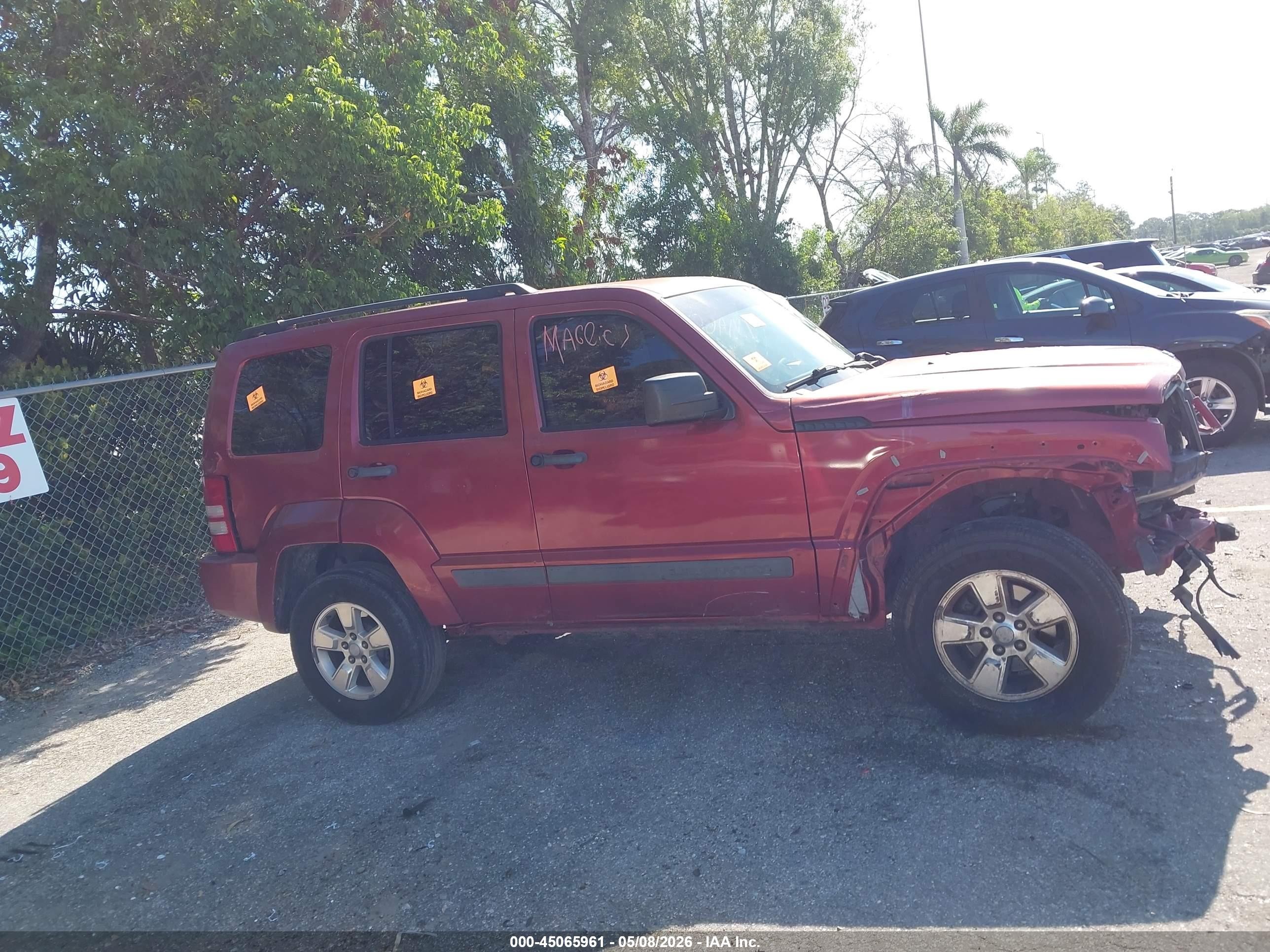 2012 Jeep Liberty Sport Burgundy vin: 1C4PJLAK5CW124795