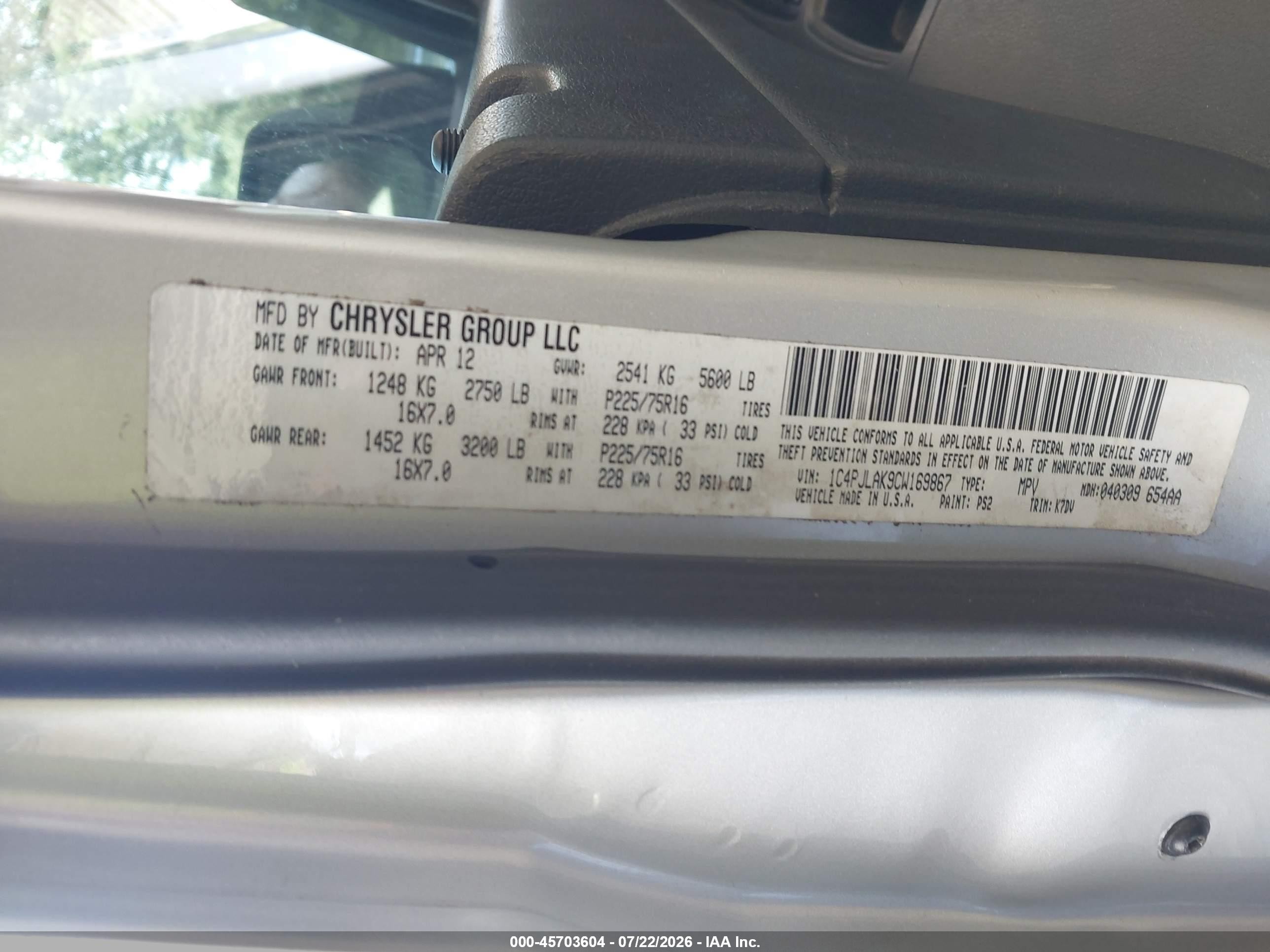 2012 Jeep Liberty Sport Silver vin: 1C4PJLAK9CW169867