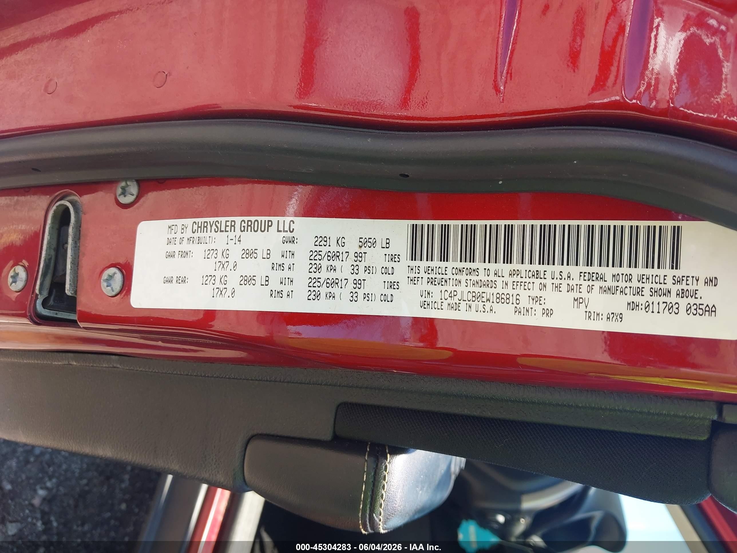 2014 Jeep Cherokee Latitude Red vin: 1C4PJLCB0EW186816