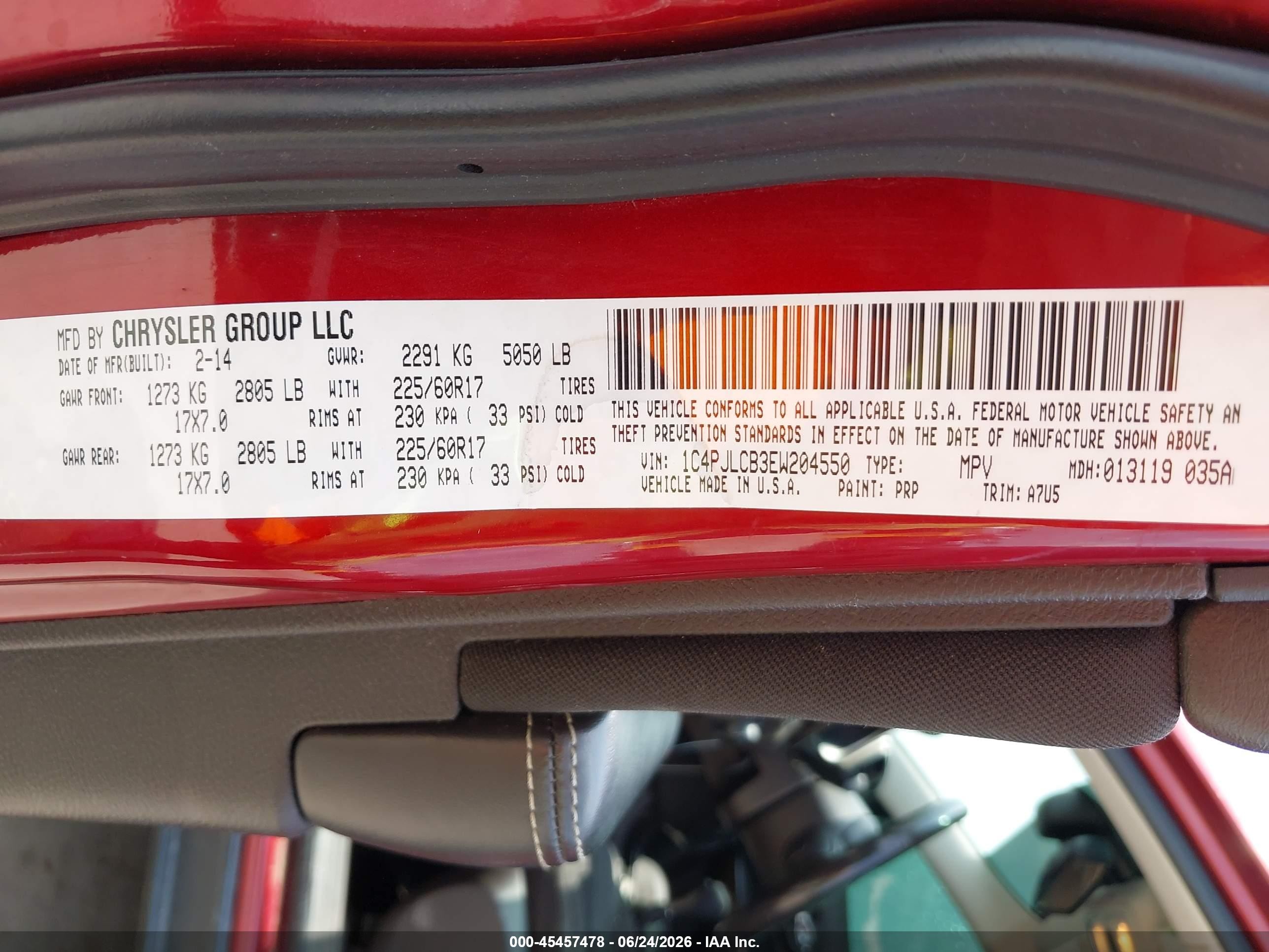 2014 Jeep Cherokee Latitude Red vin: 1C4PJLCB3EW204550