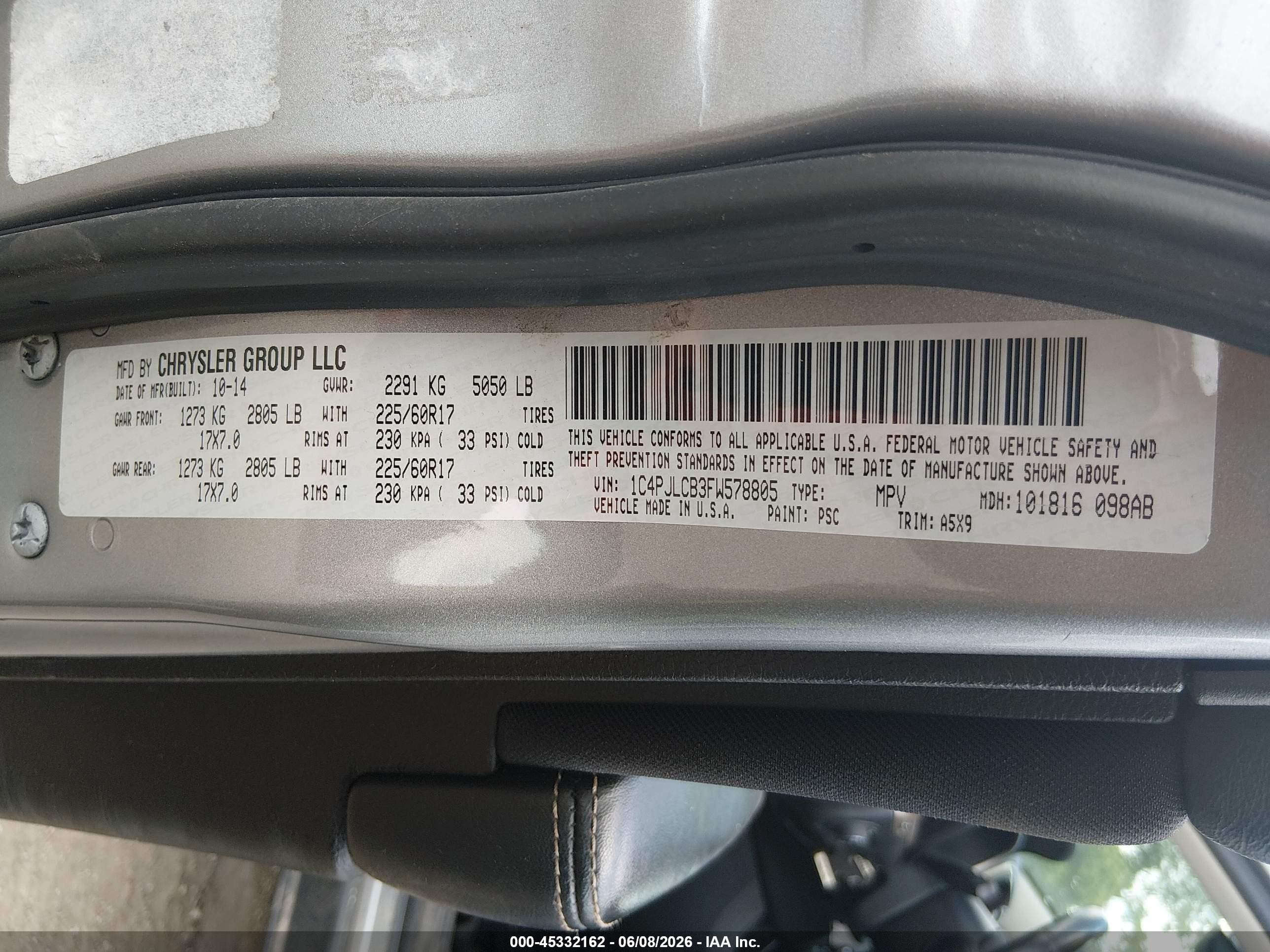 2015 Jeep Cherokee Latitude Gray vin: 1C4PJLCB3FW578805