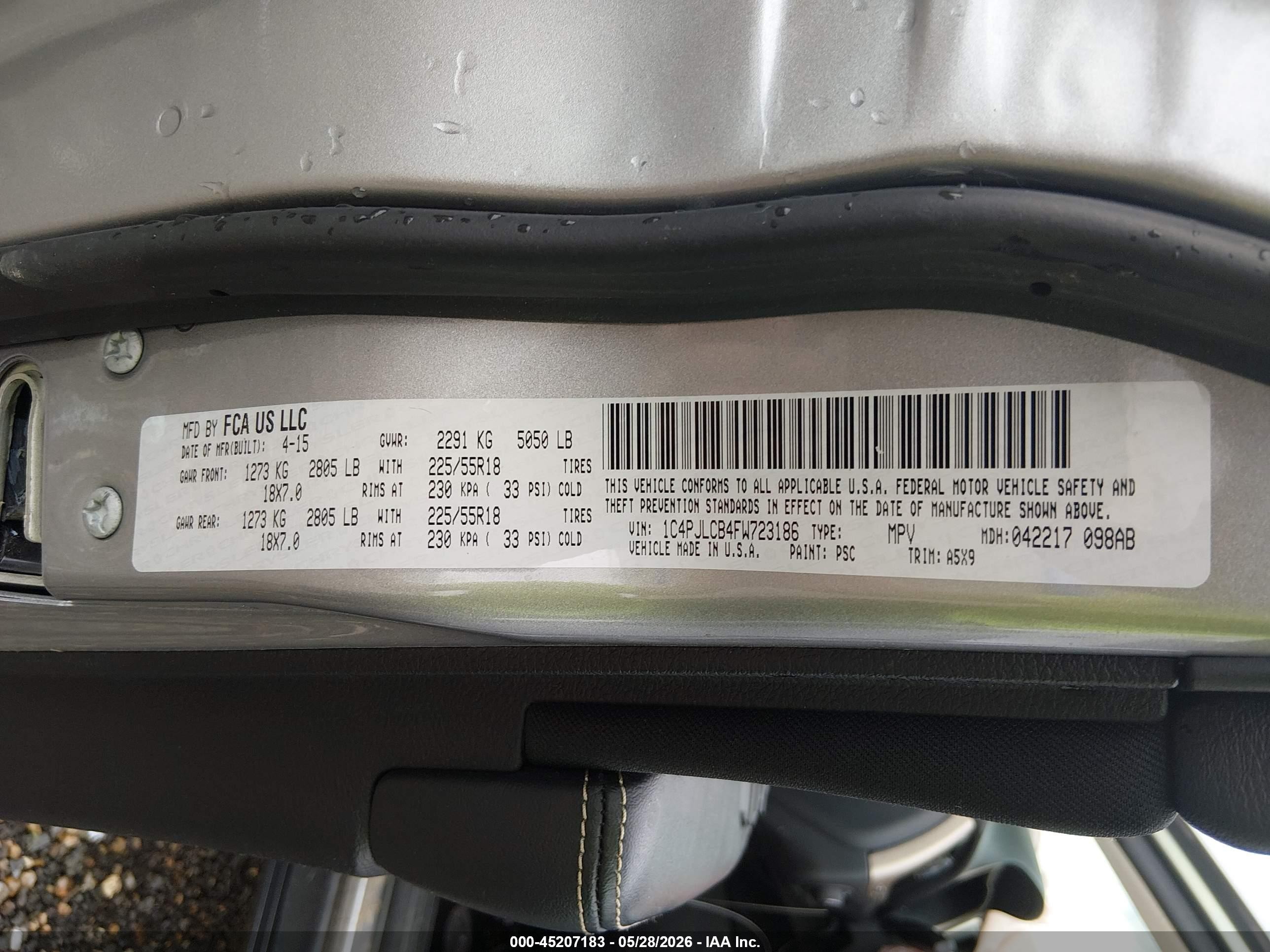 2015 Jeep Cherokee Latitude Altitude Silver vin: 1C4PJLCB4FW723186