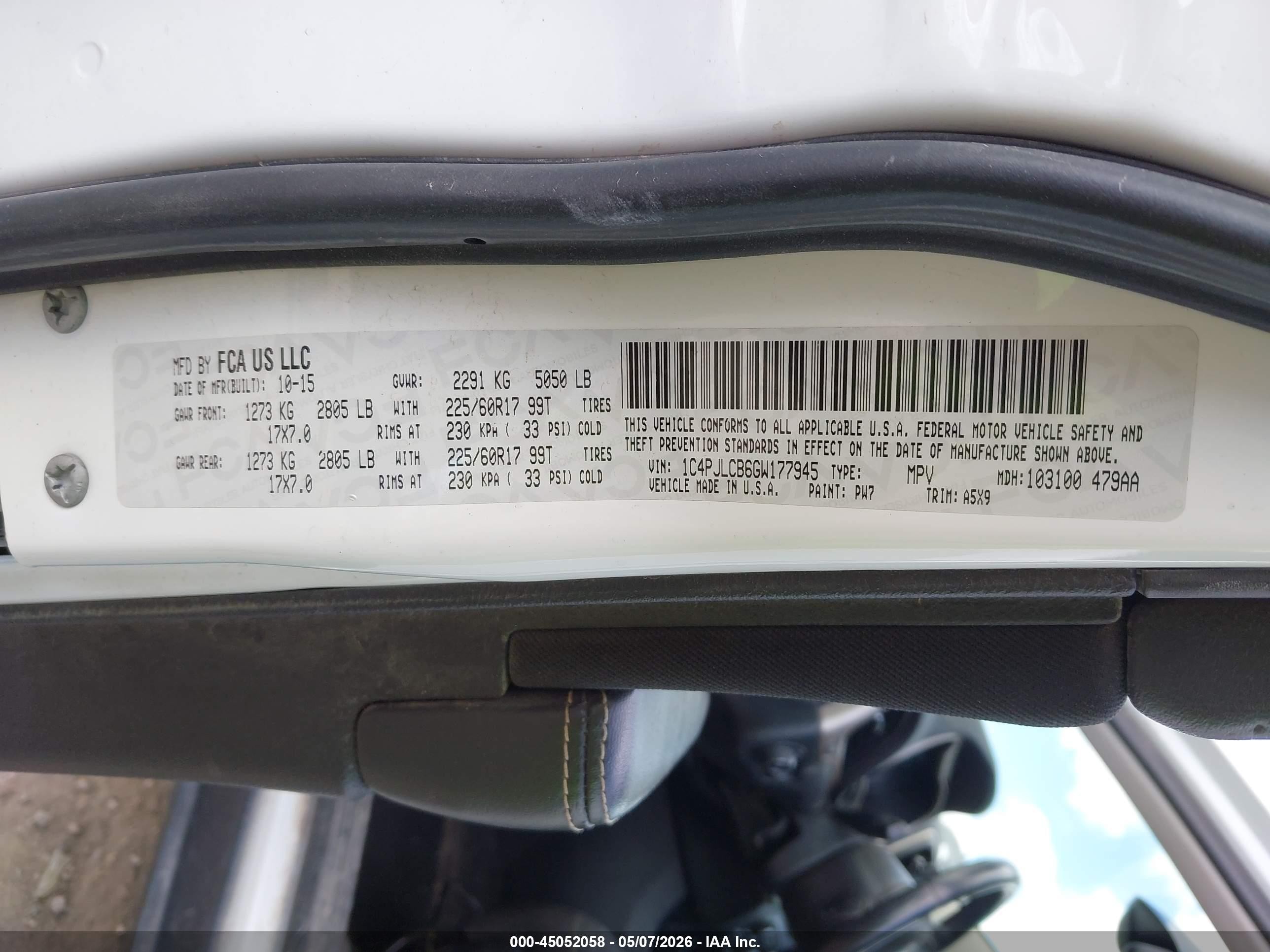 2016 Jeep Cherokee Latitude Белый vin: 1C4PJLCB6GW177945