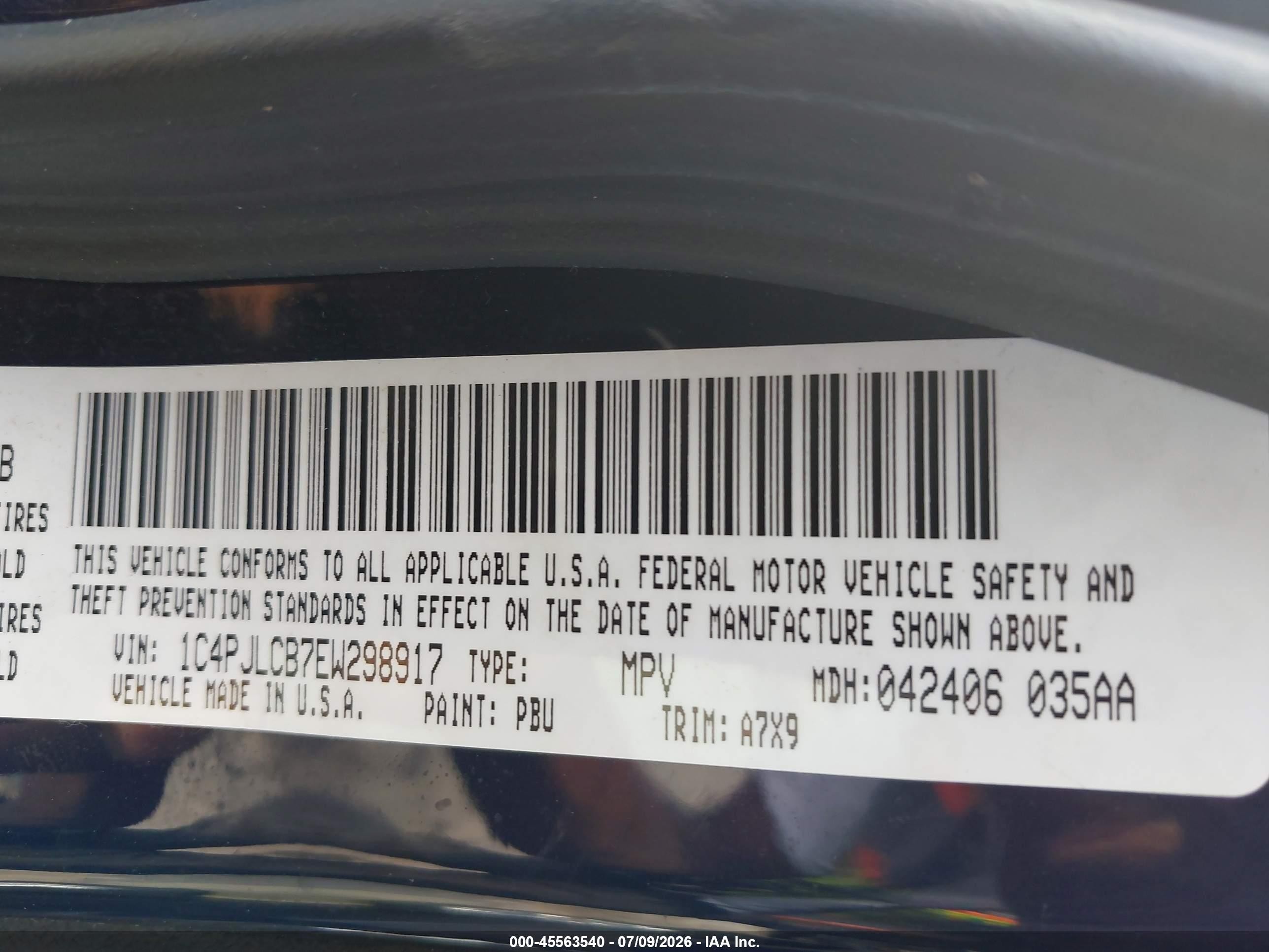 2014 Jeep Cherokee Latitude Blue vin: 1C4PJLCB7EW298917