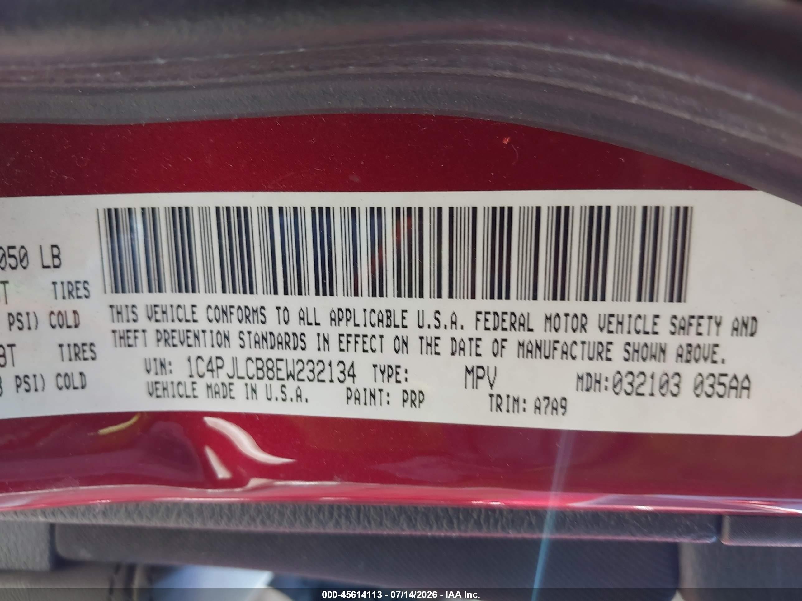 2014 Jeep Cherokee Latitude Red vin: 1C4PJLCB8EW232134
