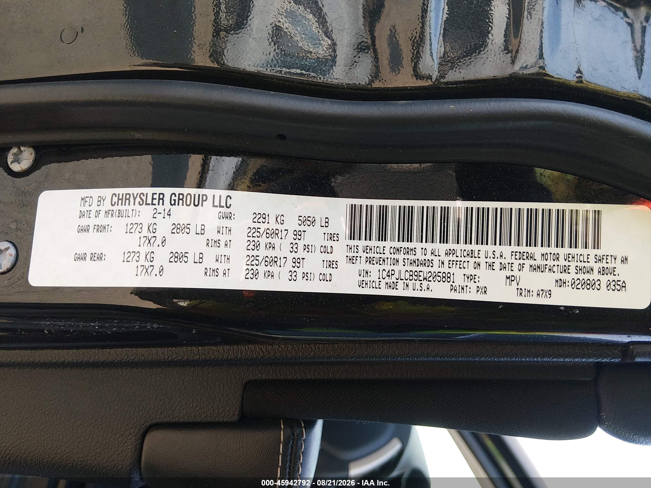 2014 Jeep Cherokee Latitude Черный vin: 1C4PJLCB9EW205881