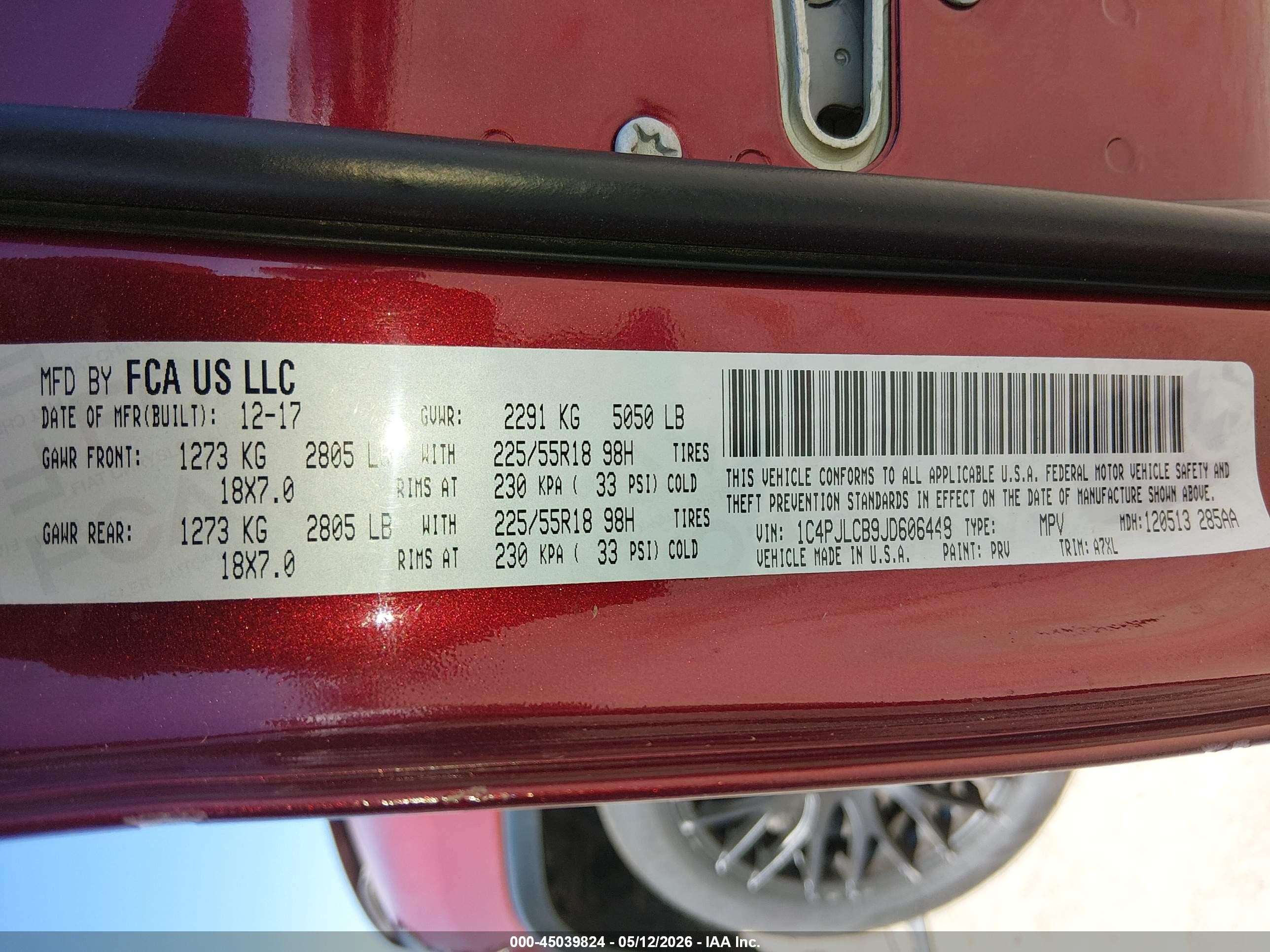 2018 Jeep Cherokee Latitude Tech Connect Fwd Red vin: 1C4PJLCB9JD606448