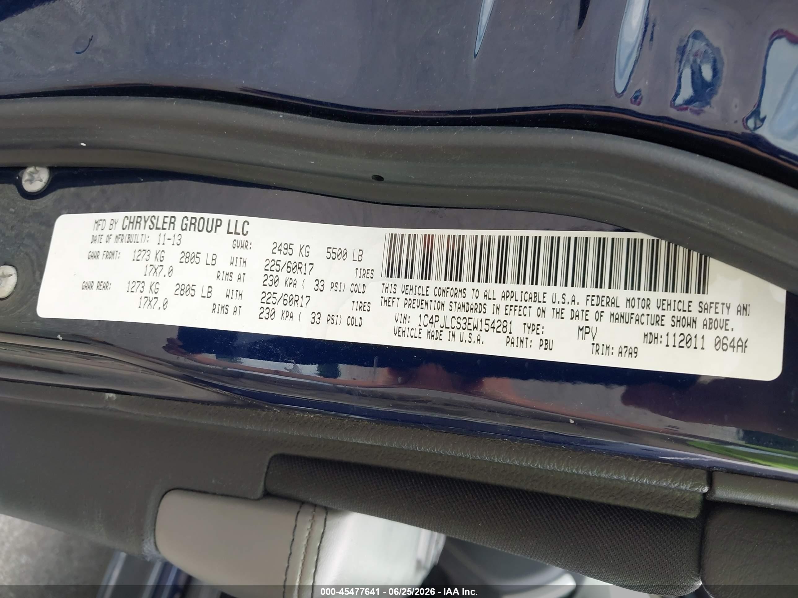 2014 Jeep Cherokee Latitude Dark Blue vin: 1C4PJLCS3EW154281