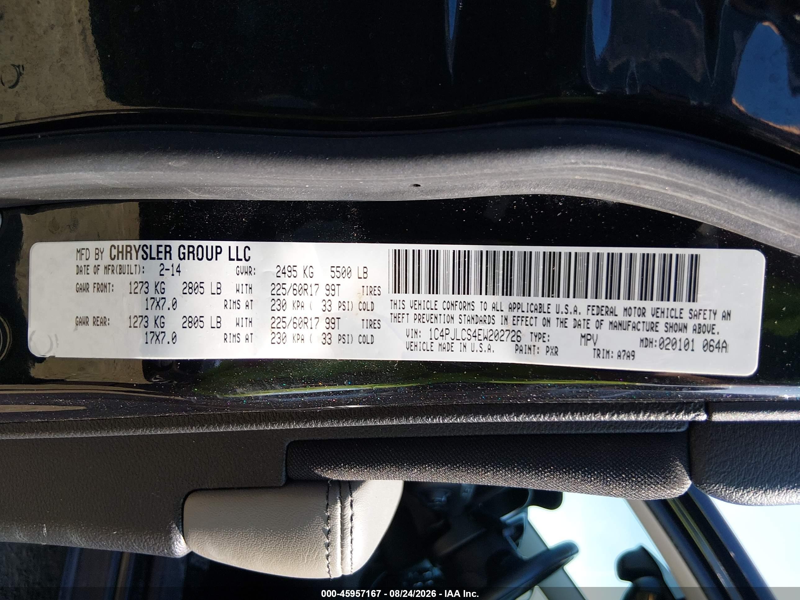 2014 Jeep Cherokee Latitude Black vin: 1C4PJLCS4EW202726
