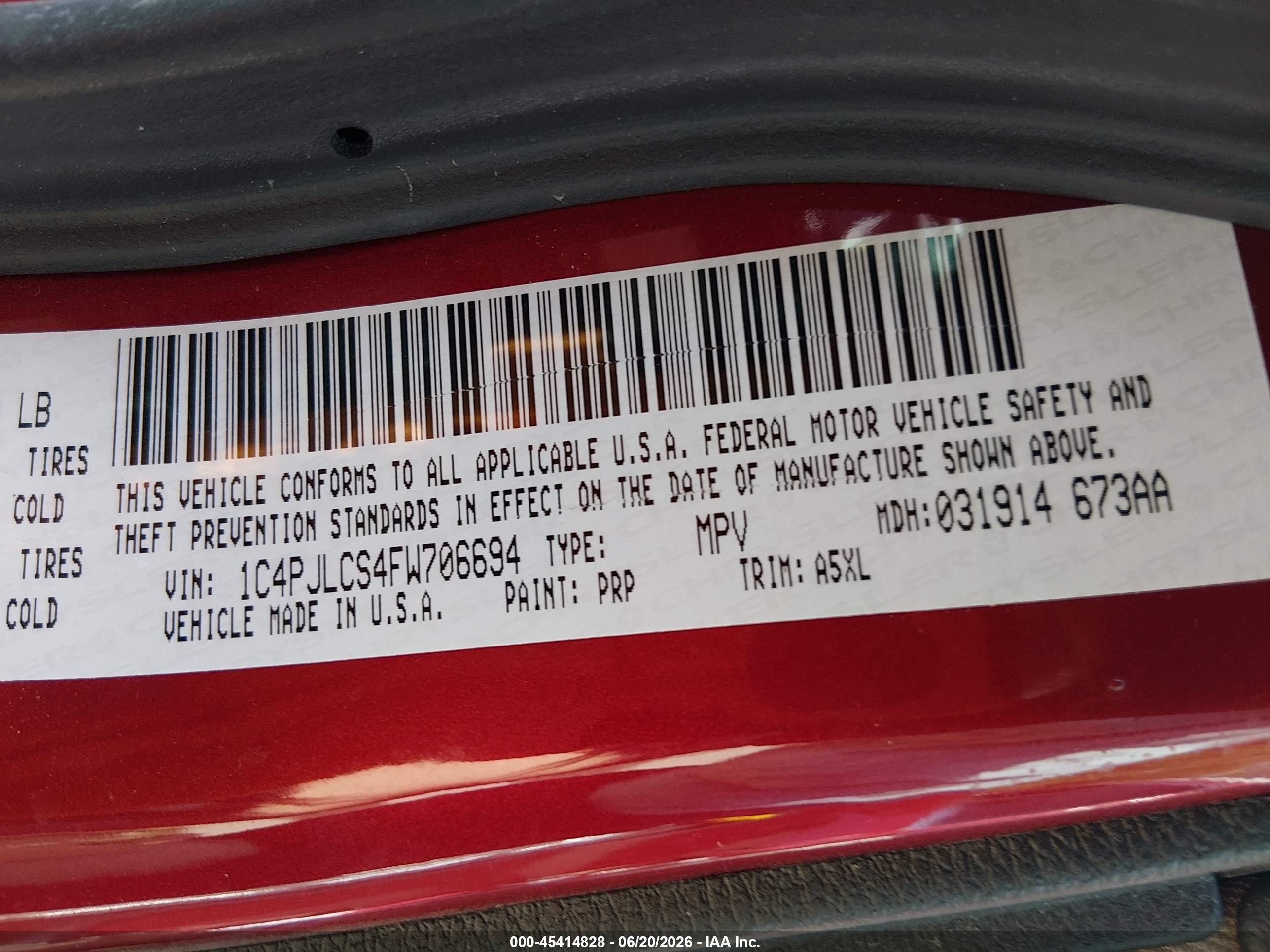 2015 Jeep Cherokee Latitude Red vin: 1C4PJLCS4FW706694