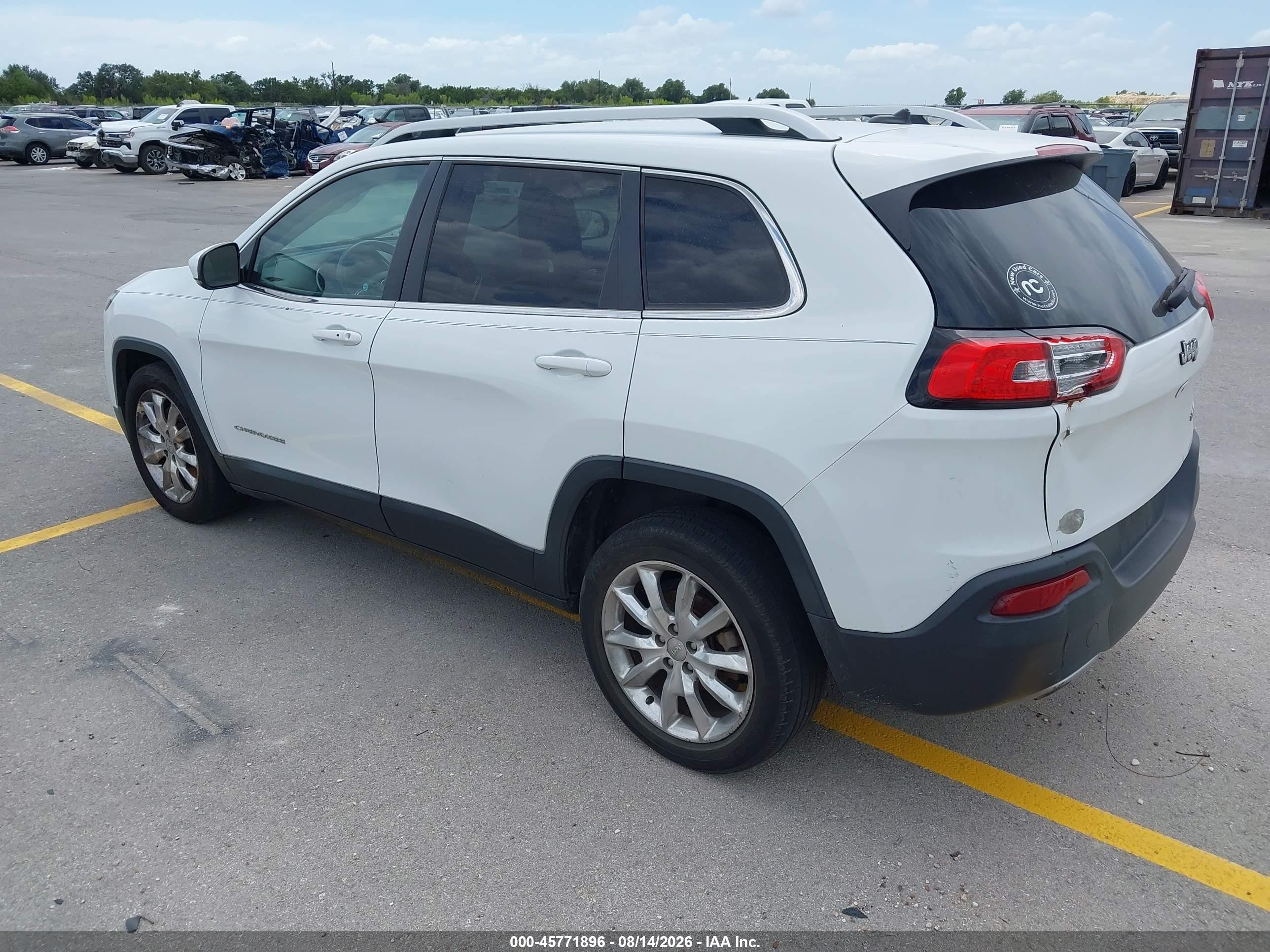 2014 Jeep Cherokee Limited White vin: 1C4PJLDB2EW199565