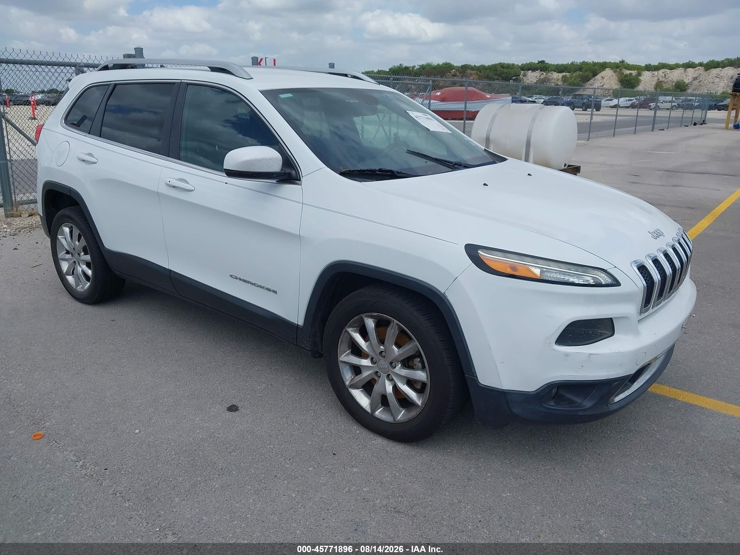 2014 Jeep Cherokee Limited White vin: 1C4PJLDB2EW199565