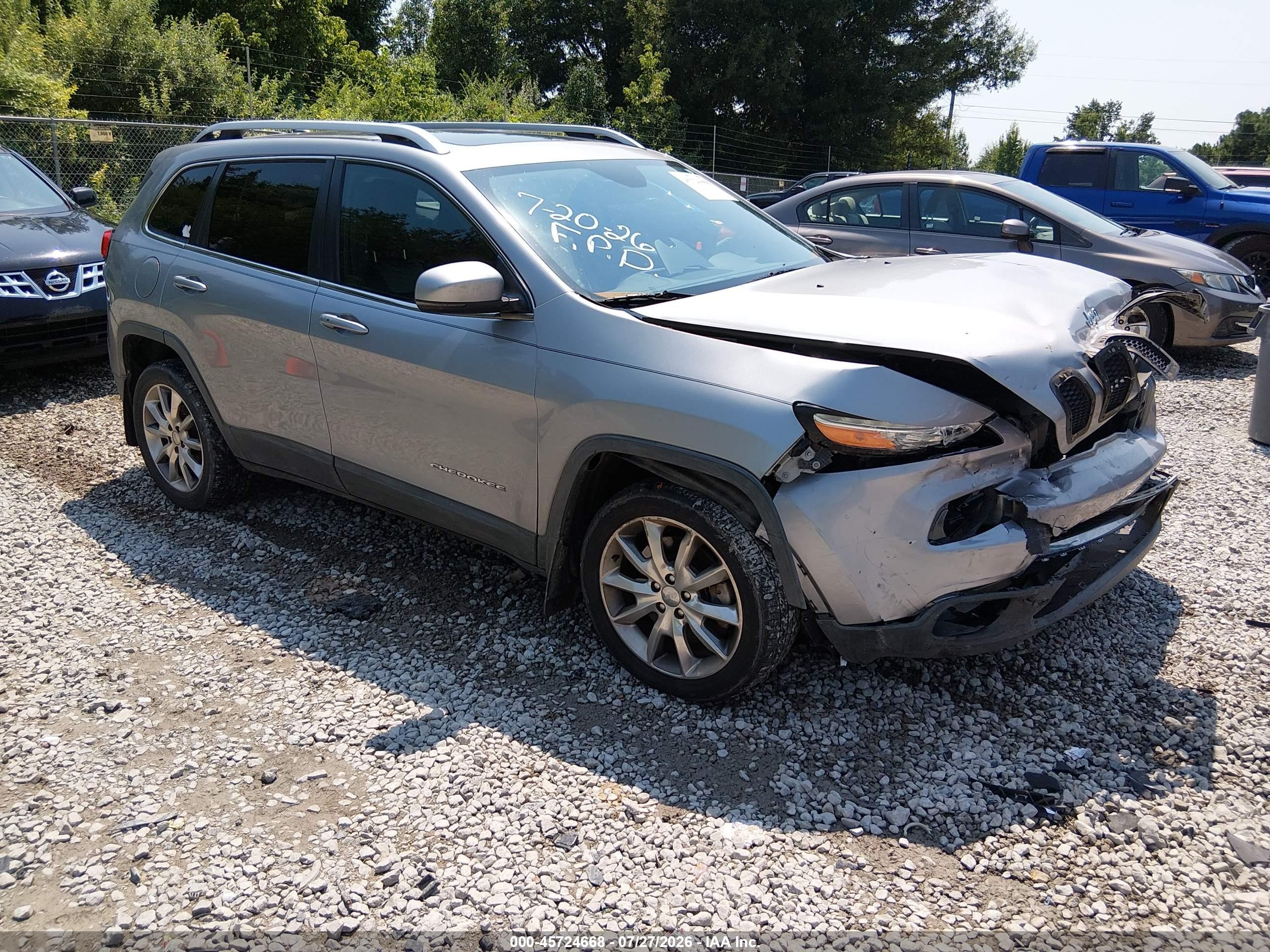 2014 Jeep Cherokee Limited Silver vin: 1C4PJLDB3EW160712