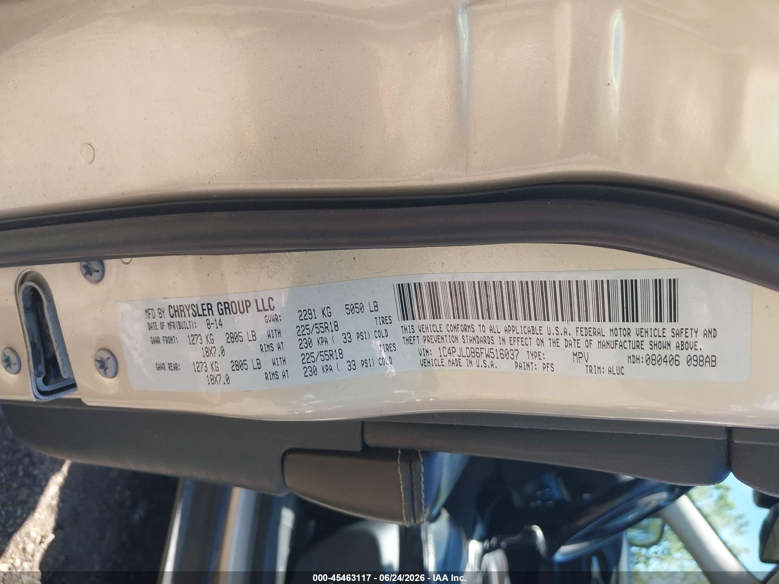 2015 Jeep Cherokee Limited Gold vin: 1C4PJLDB6FW516037