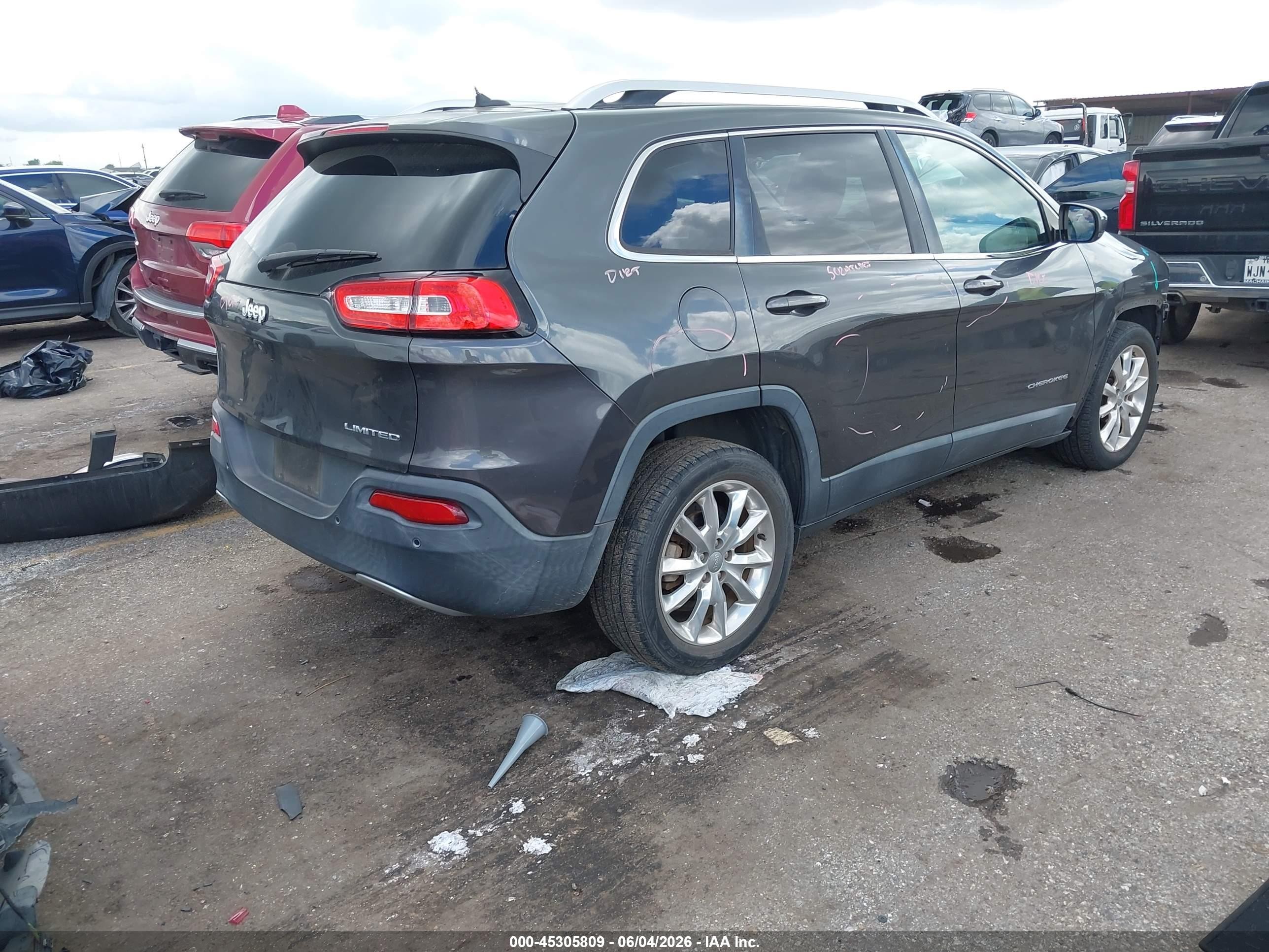 2015 Jeep Cherokee Limited Gray vin: 1C4PJLDB8FW701240