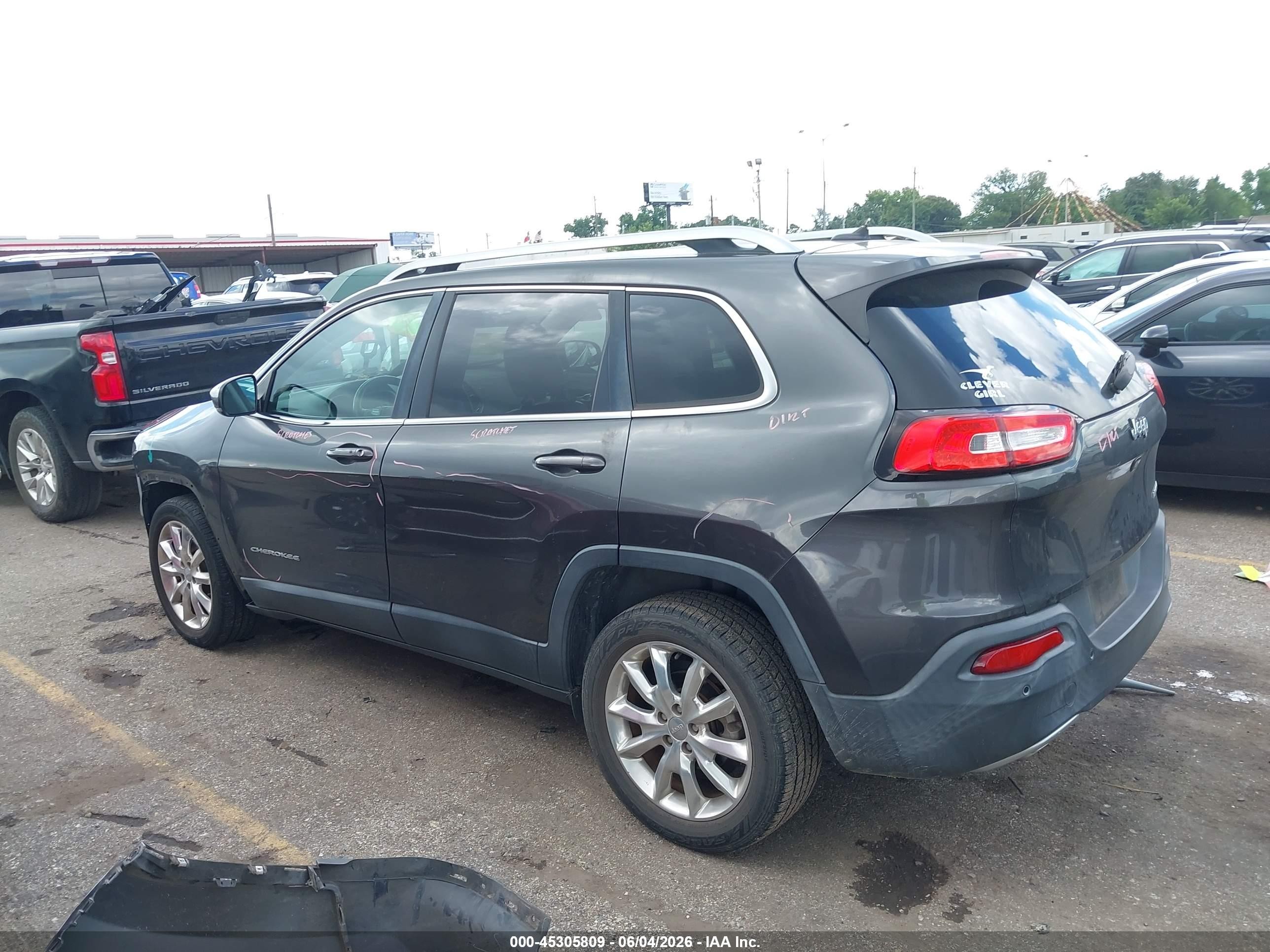 2015 Jeep Cherokee Limited Gray vin: 1C4PJLDB8FW701240