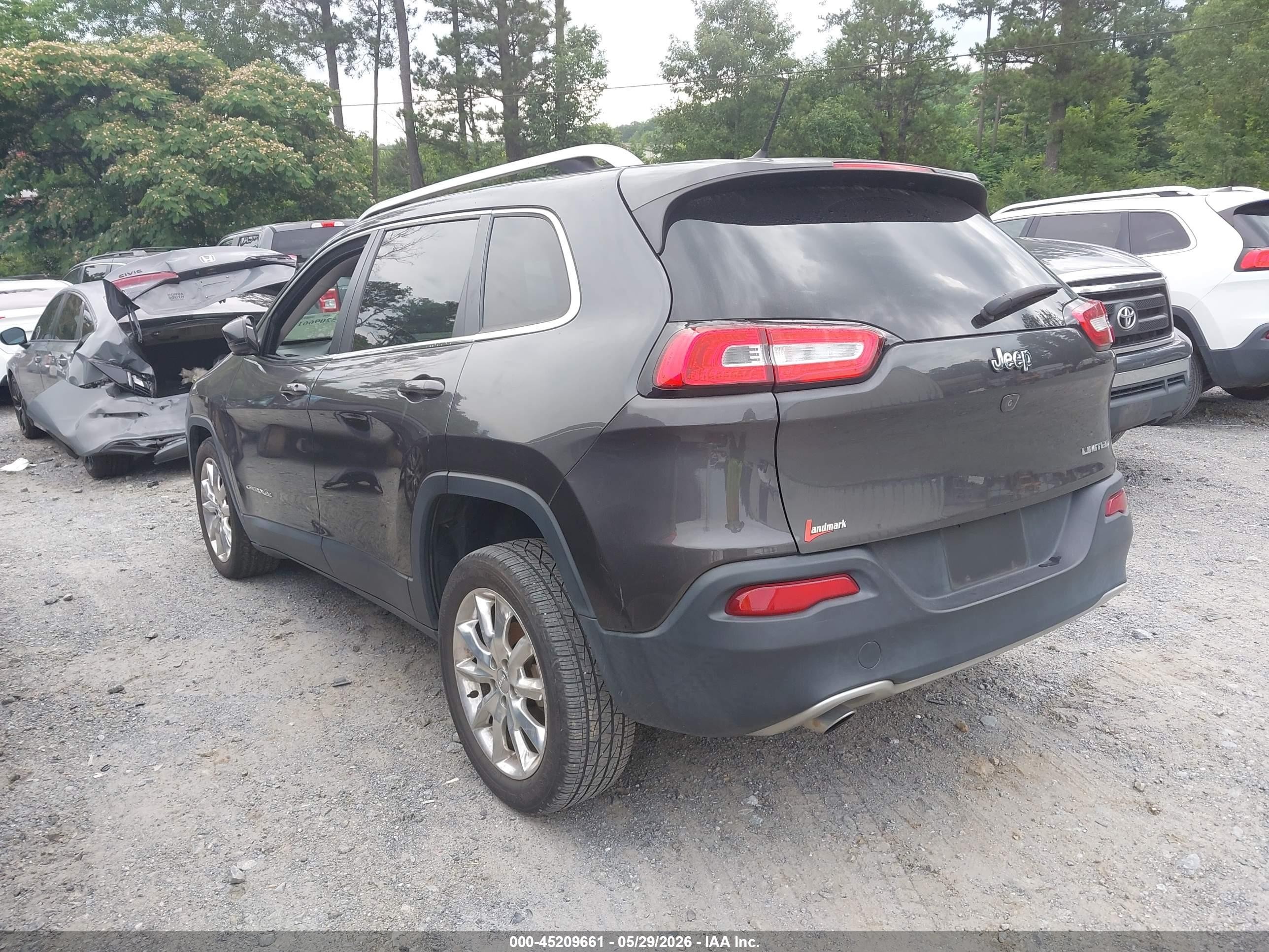 2015 Jeep Cherokee Limited Серый vin: 1C4PJLDB9FW700890