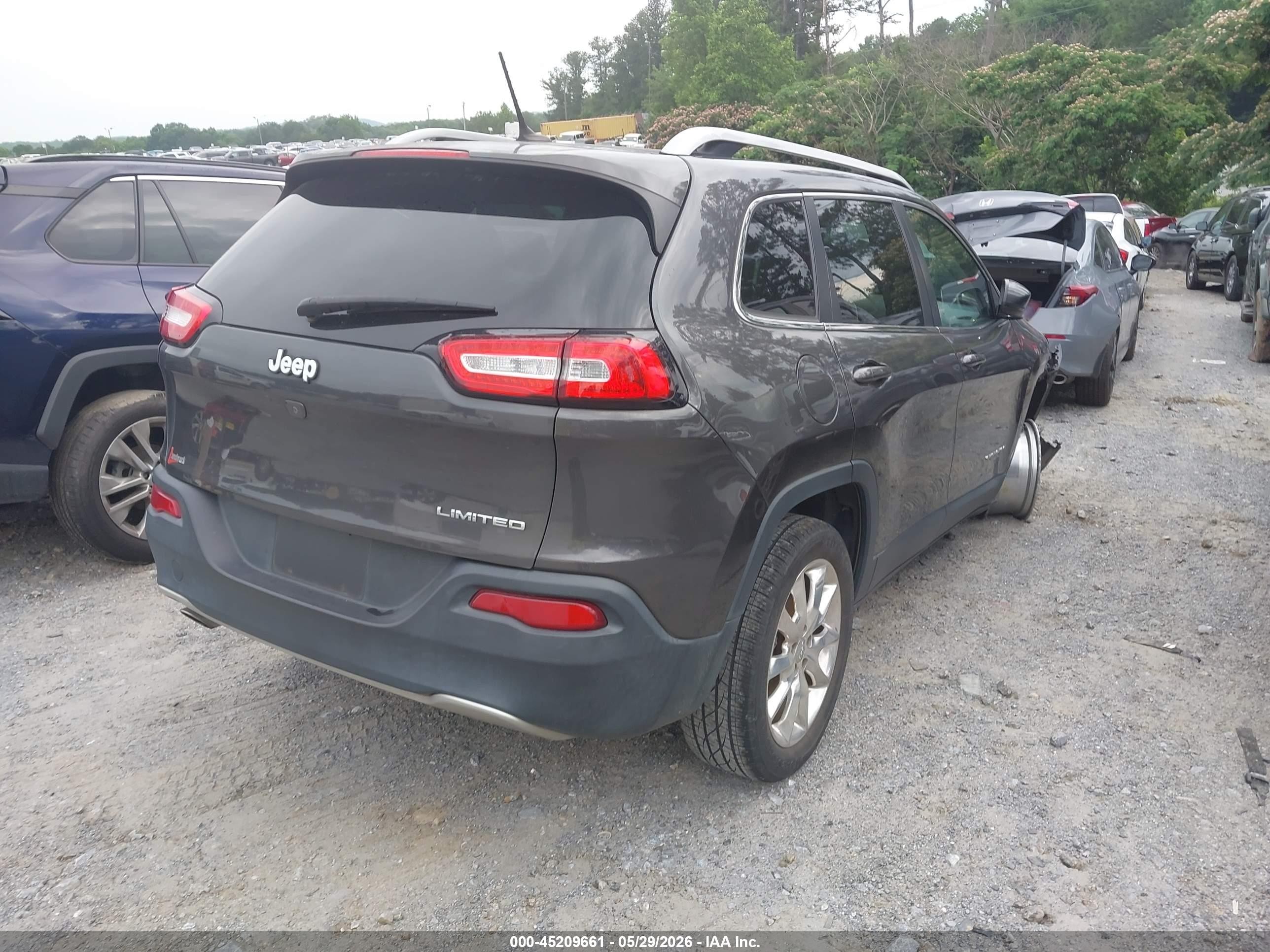 2015 Jeep Cherokee Limited Серый vin: 1C4PJLDB9FW700890