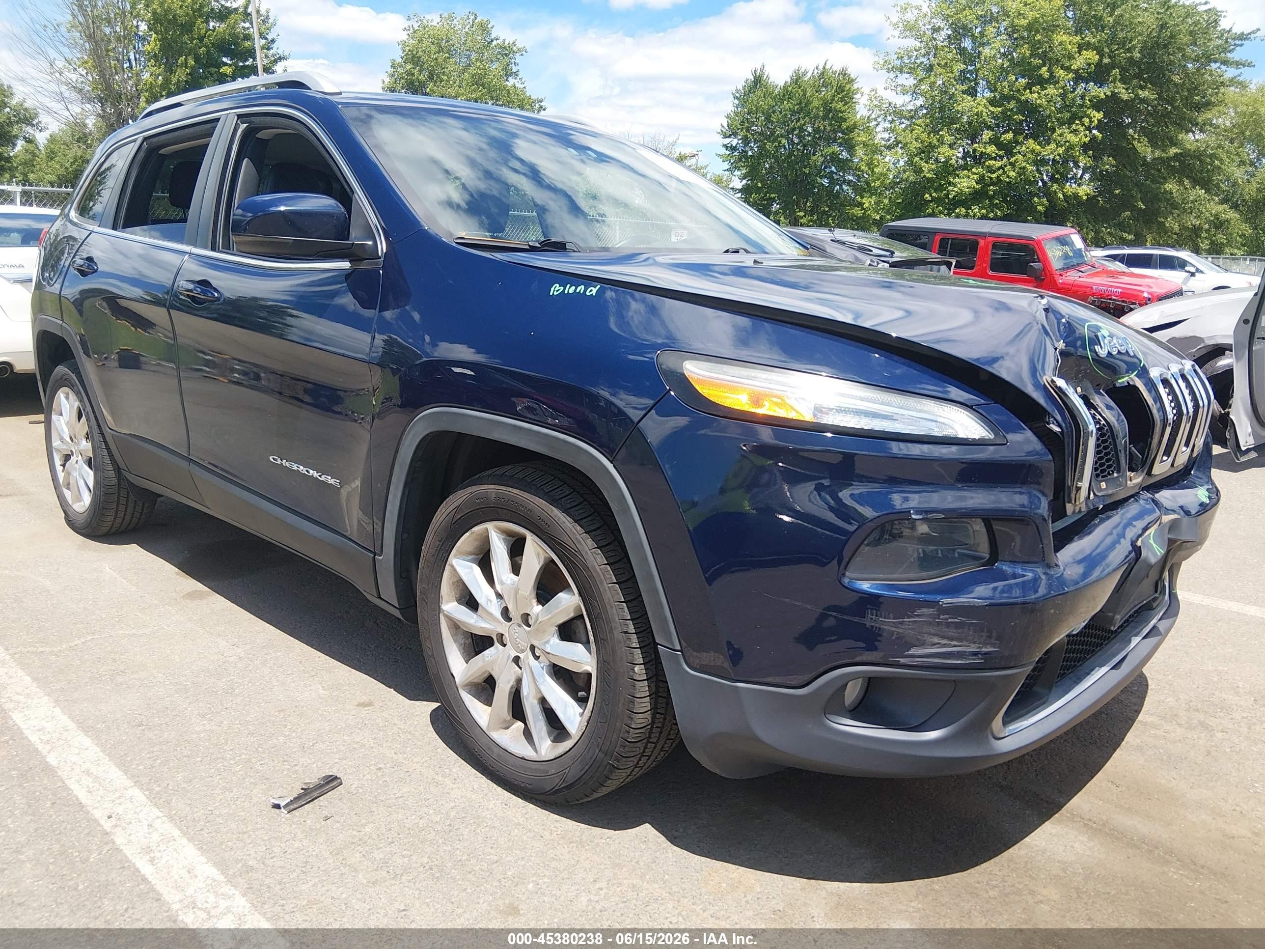 2015 Jeep Cherokee Limited Navy vin: 1C4PJLDB9FW765867