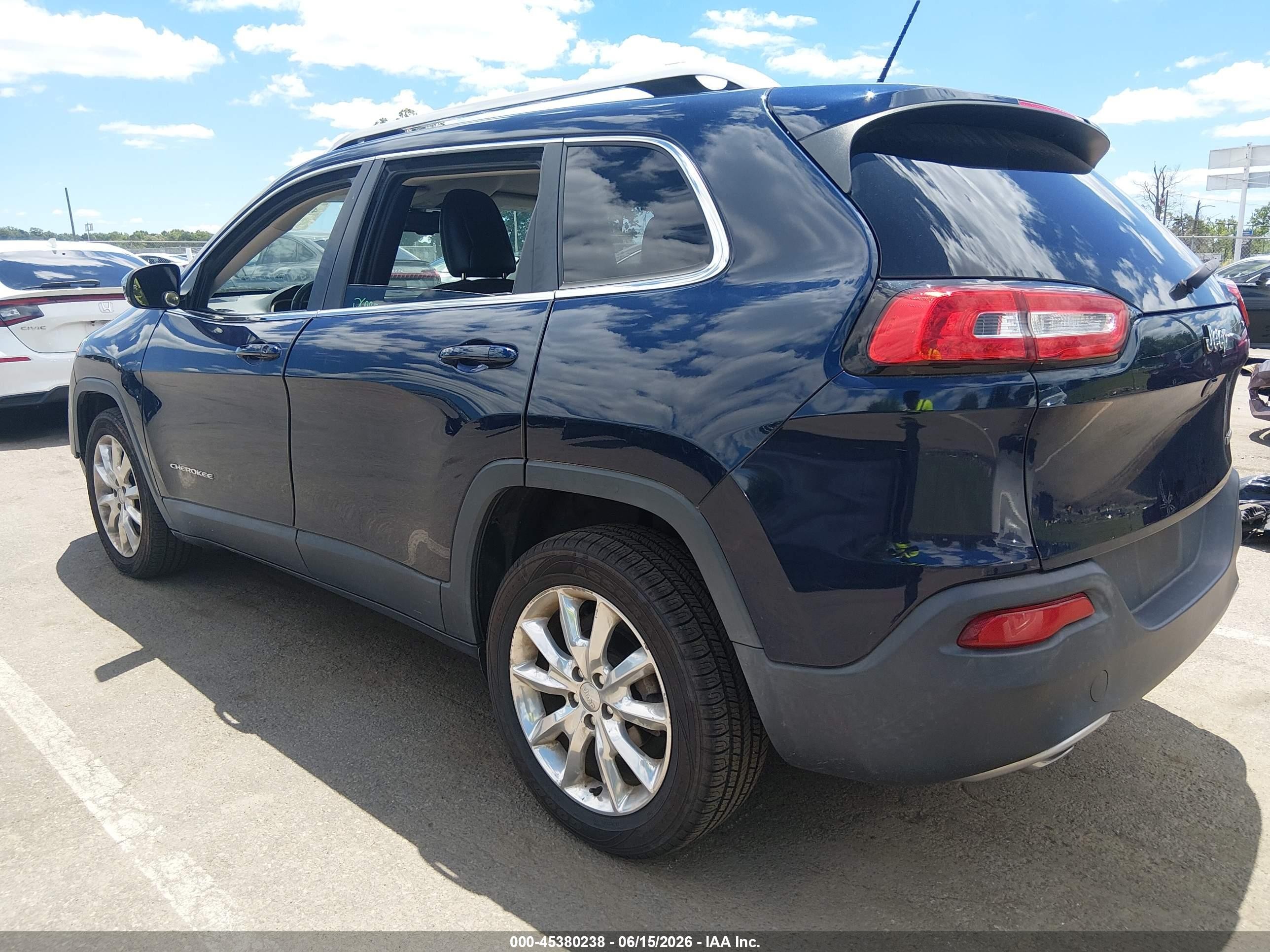 2015 Jeep Cherokee Limited Navy vin: 1C4PJLDB9FW765867