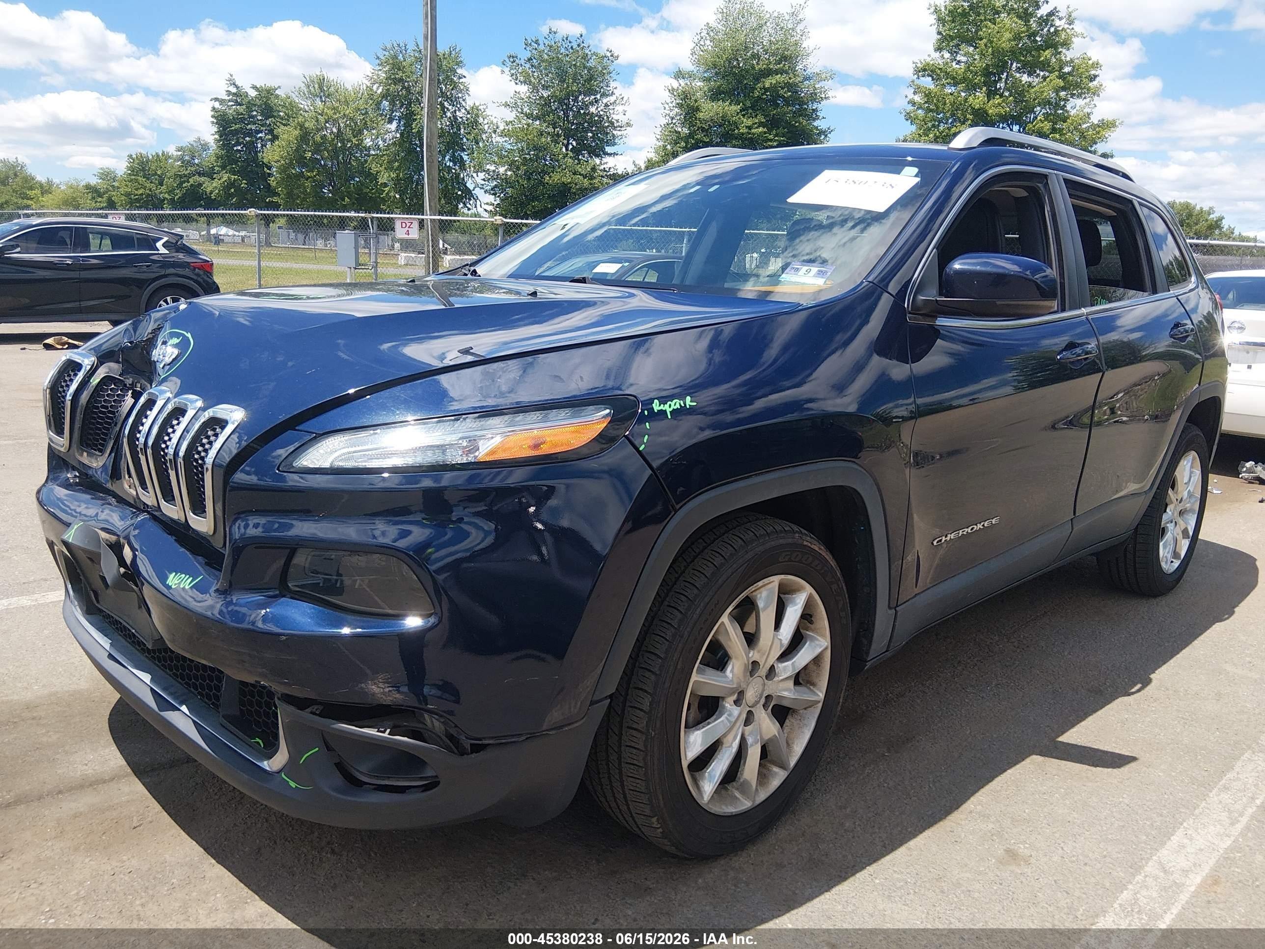 2015 Jeep Cherokee Limited Navy vin: 1C4PJLDB9FW765867