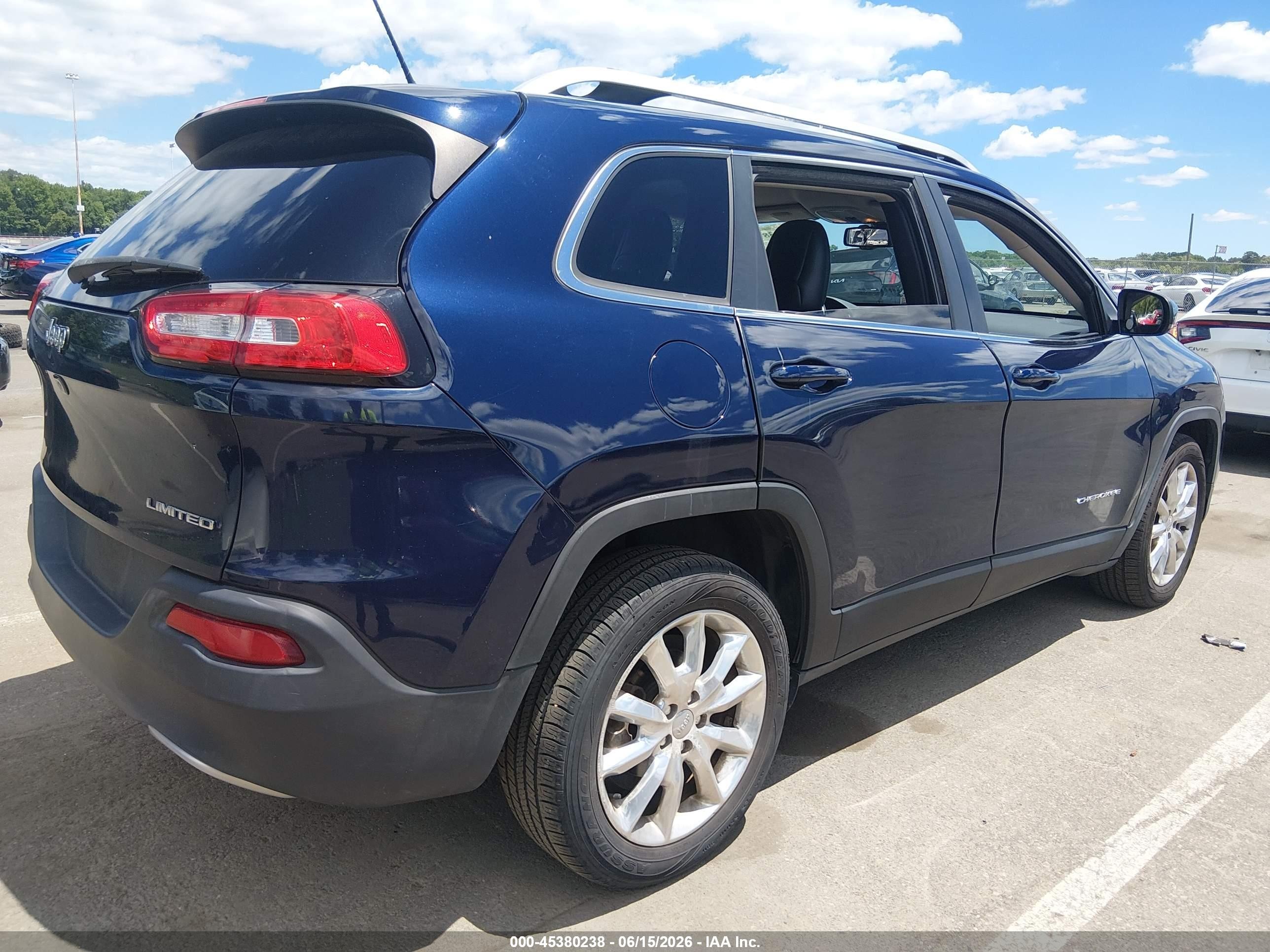 2015 Jeep Cherokee Limited Navy vin: 1C4PJLDB9FW765867