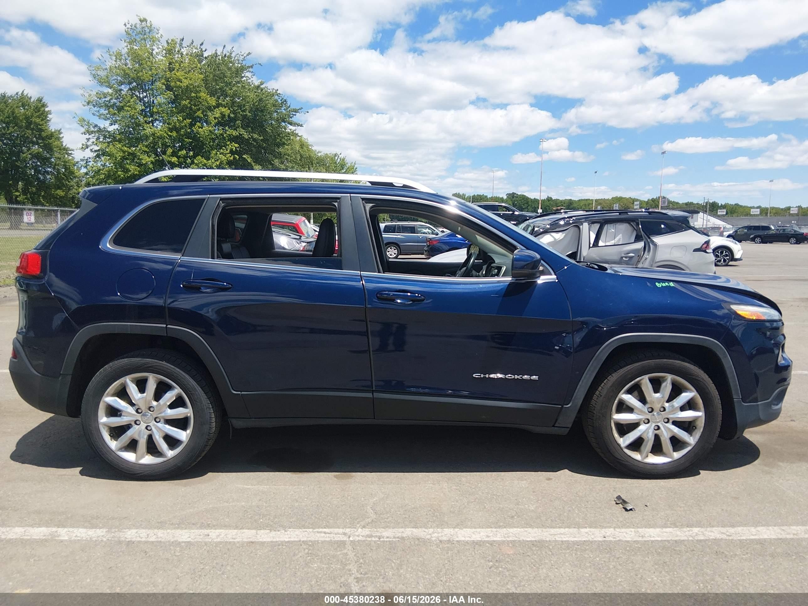 2015 Jeep Cherokee Limited Navy vin: 1C4PJLDB9FW765867