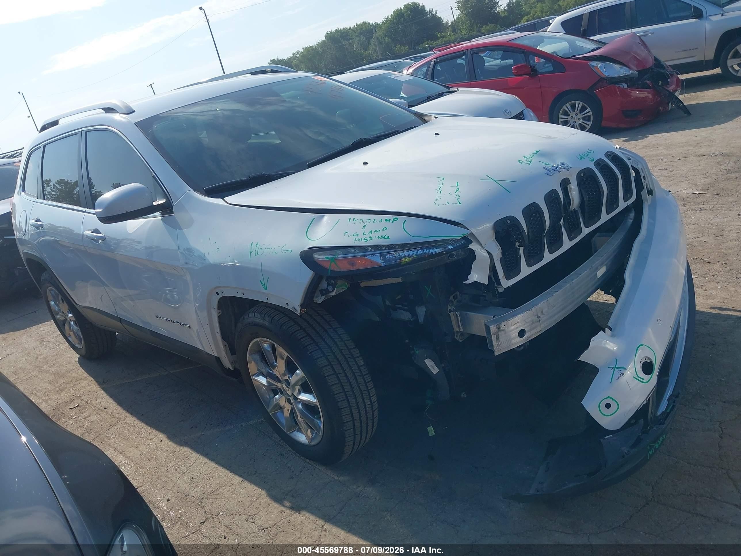 2014 Jeep Cherokee Limited White vin: 1C4PJLDS3EW292966