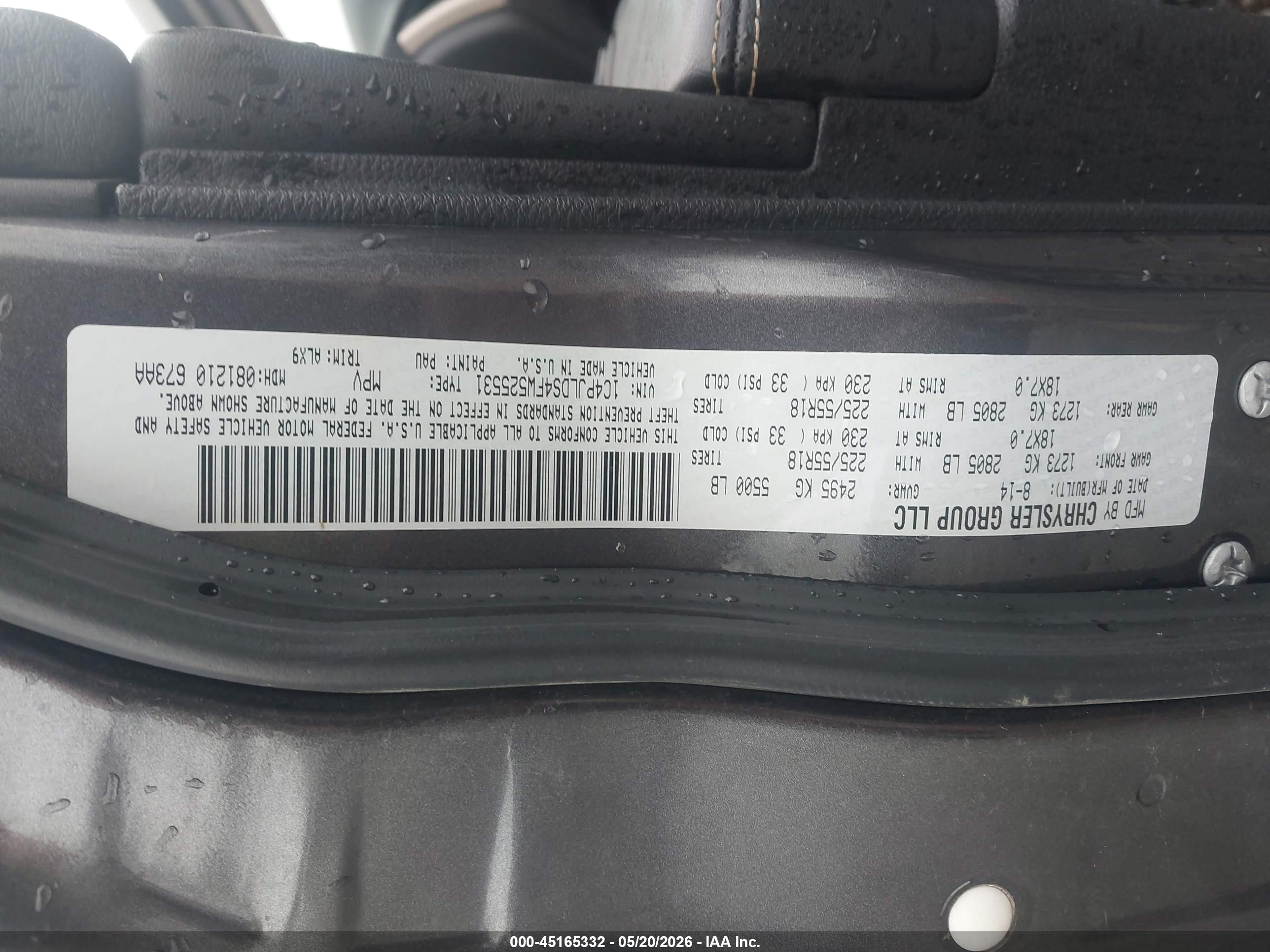 2015 Jeep Cherokee Limited Серый vin: 1C4PJLDS4FW525531