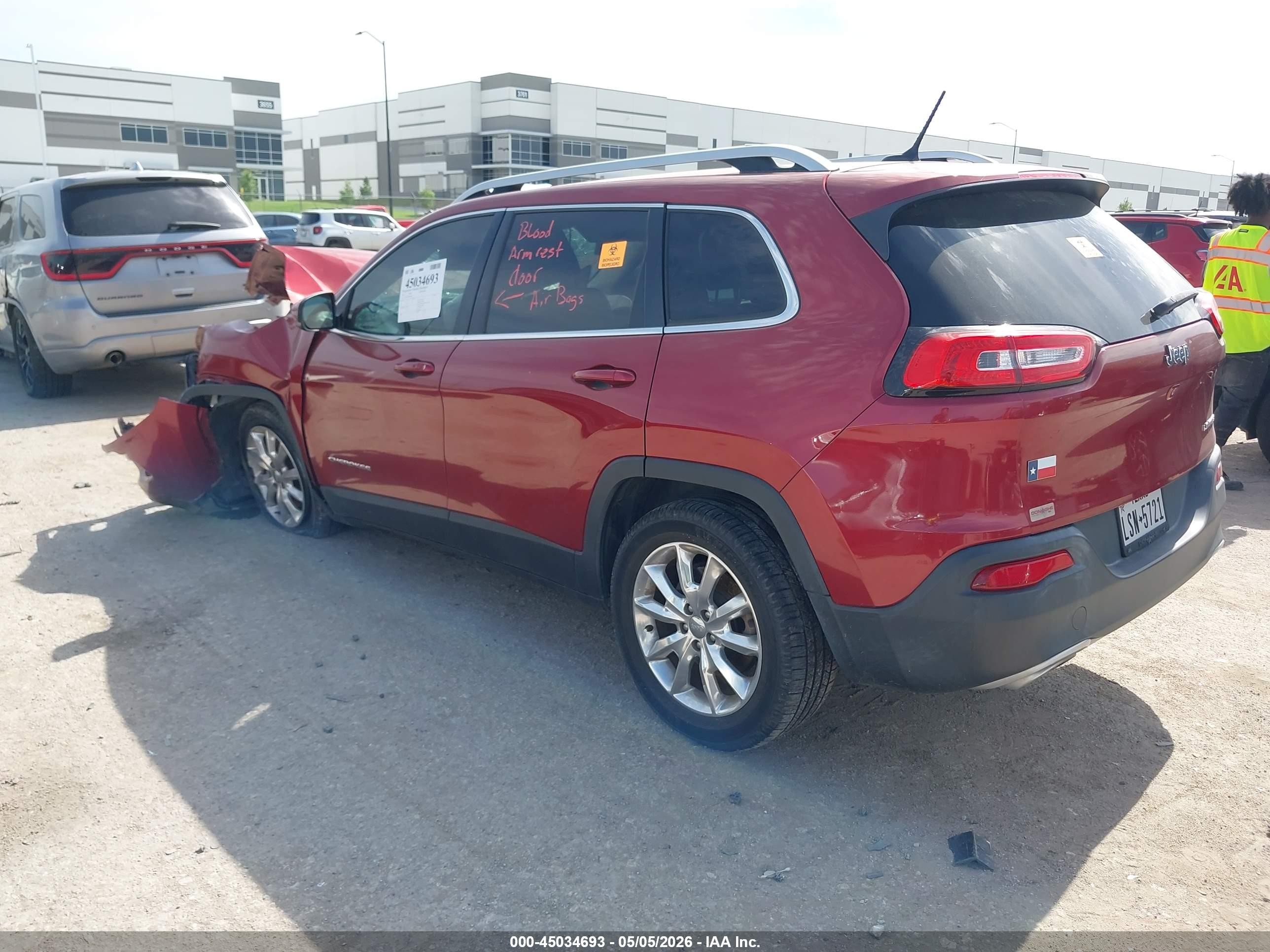 2015 Jeep Cherokee Limited Red vin: 1C4PJLDS5FW607896