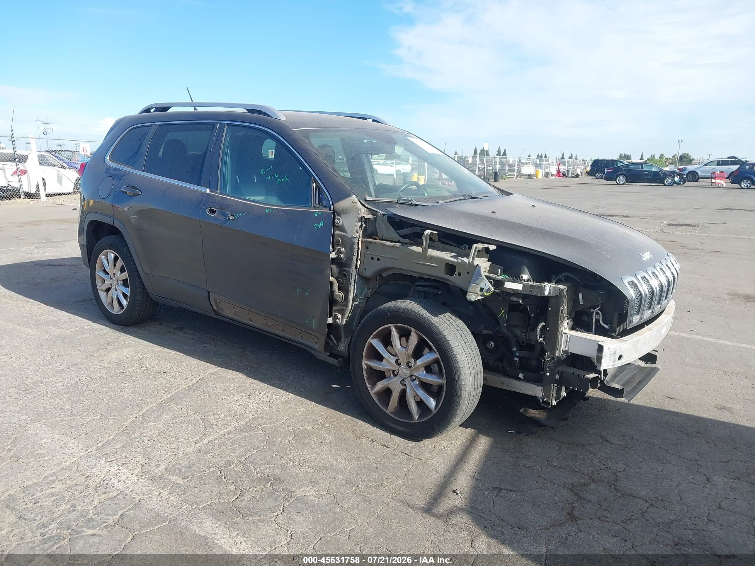 2014 Jeep Cherokee Limited Серый vin: 1C4PJLDSXEW302845
