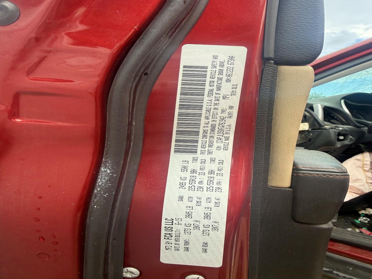 2015 Jeep Cherokee Limited Red vin: 1C4PJLDSXFW761942
