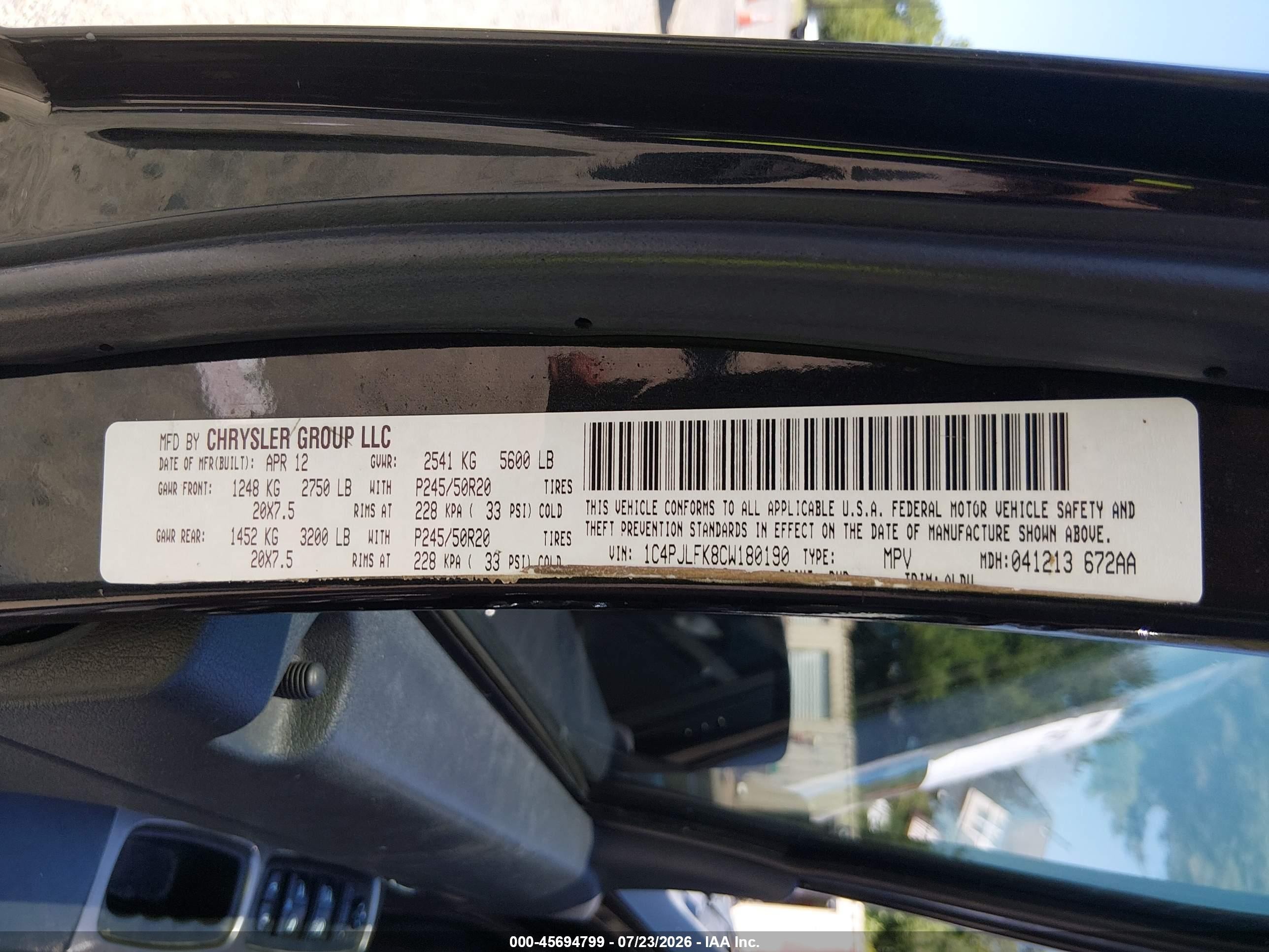 2012 Jeep Liberty Limited Jet Edition Черный vin: 1C4PJLFK8CW180190
