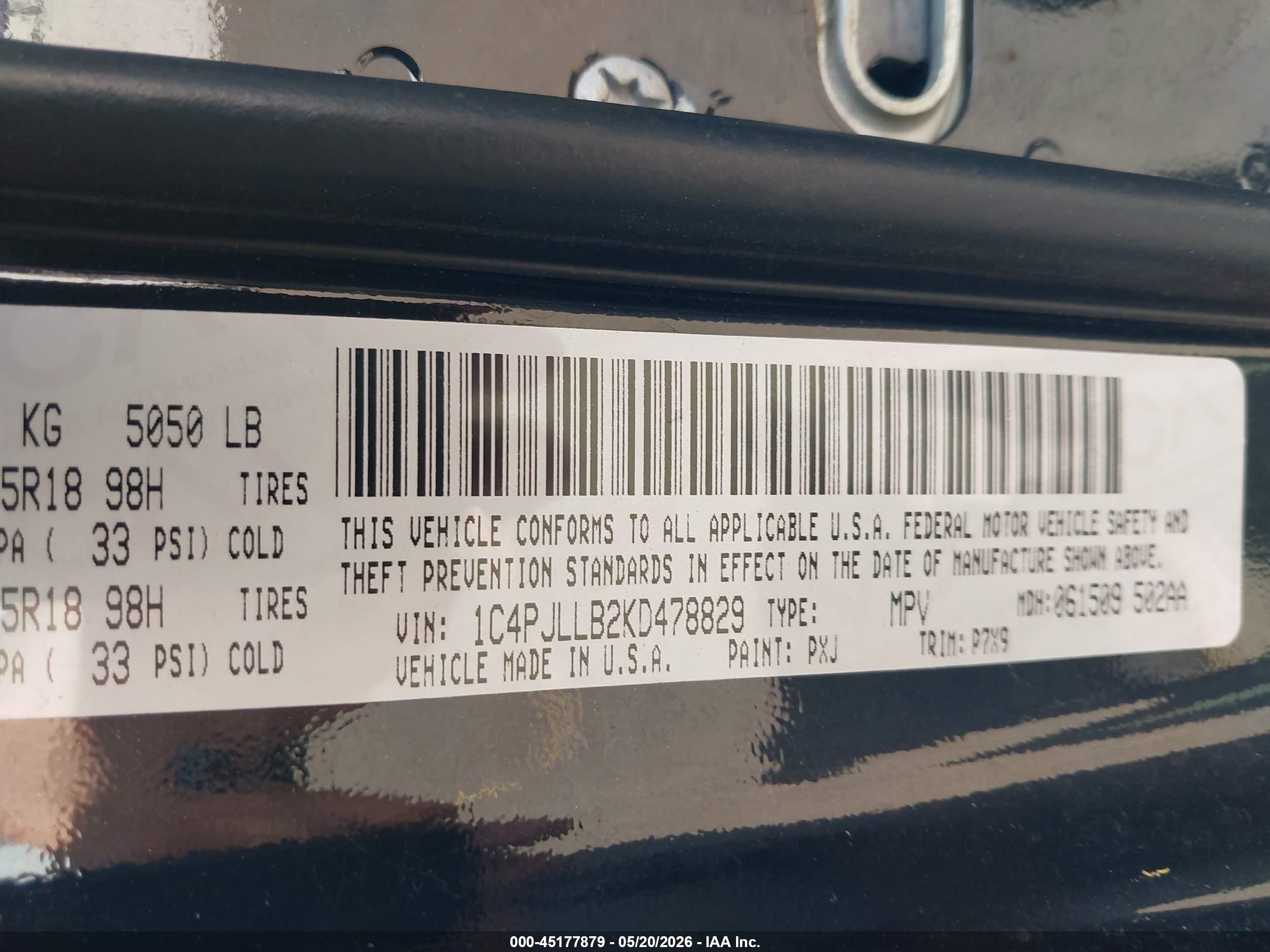 2019 Jeep Cherokee Altitude Fwd Black vin: 1C4PJLLB2KD478829
