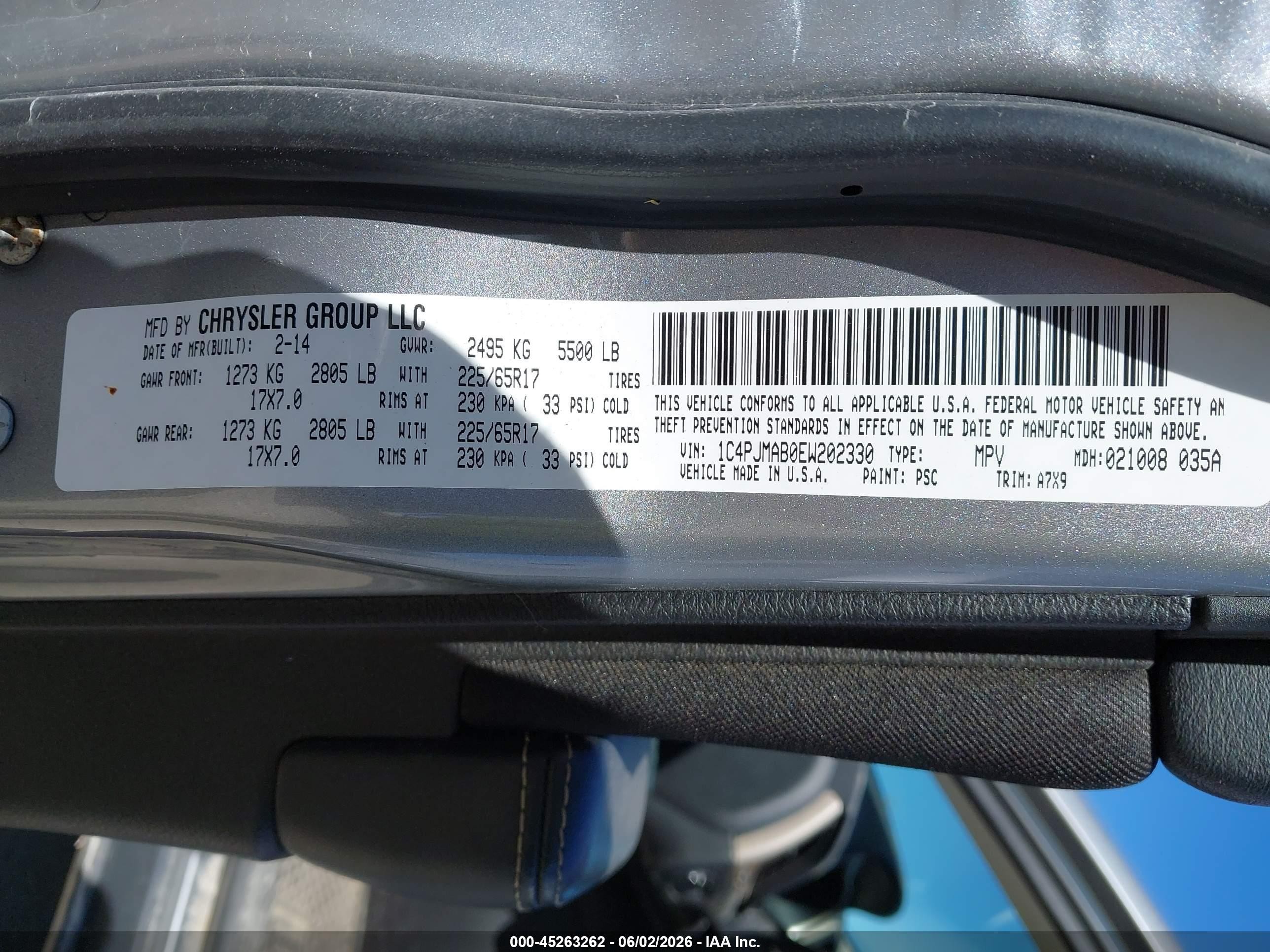 2014 Jeep Cherokee Sport Серый vin: 1C4PJMAB0EW202330