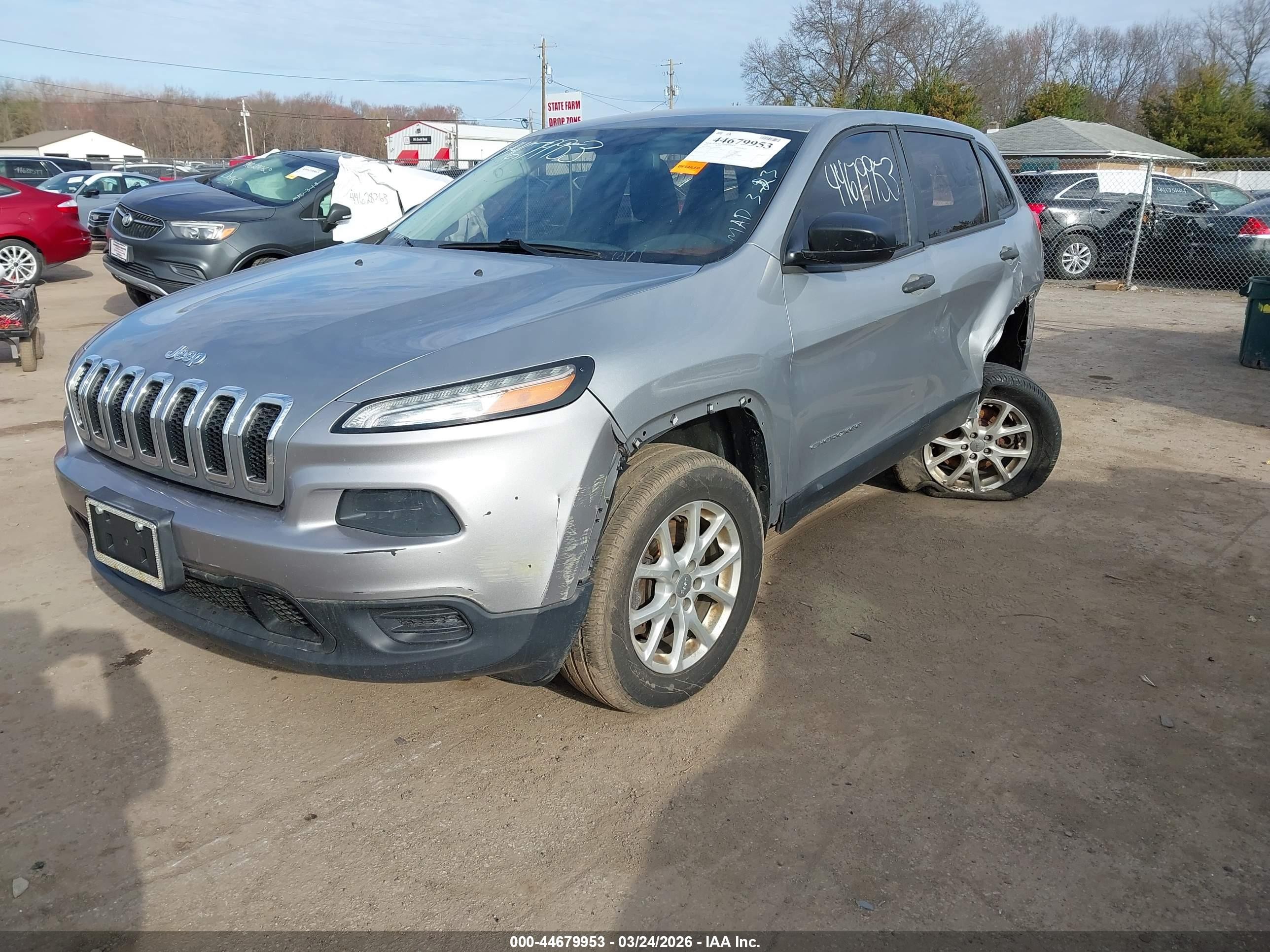 2014 Jeep Cherokee Sport Silver vin: 1C4PJMAB0EW249812