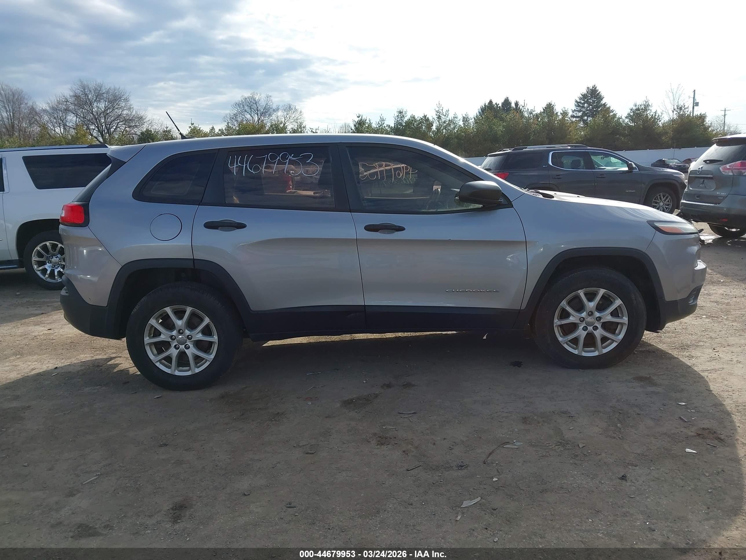 2014 Jeep Cherokee Sport Silver vin: 1C4PJMAB0EW249812
